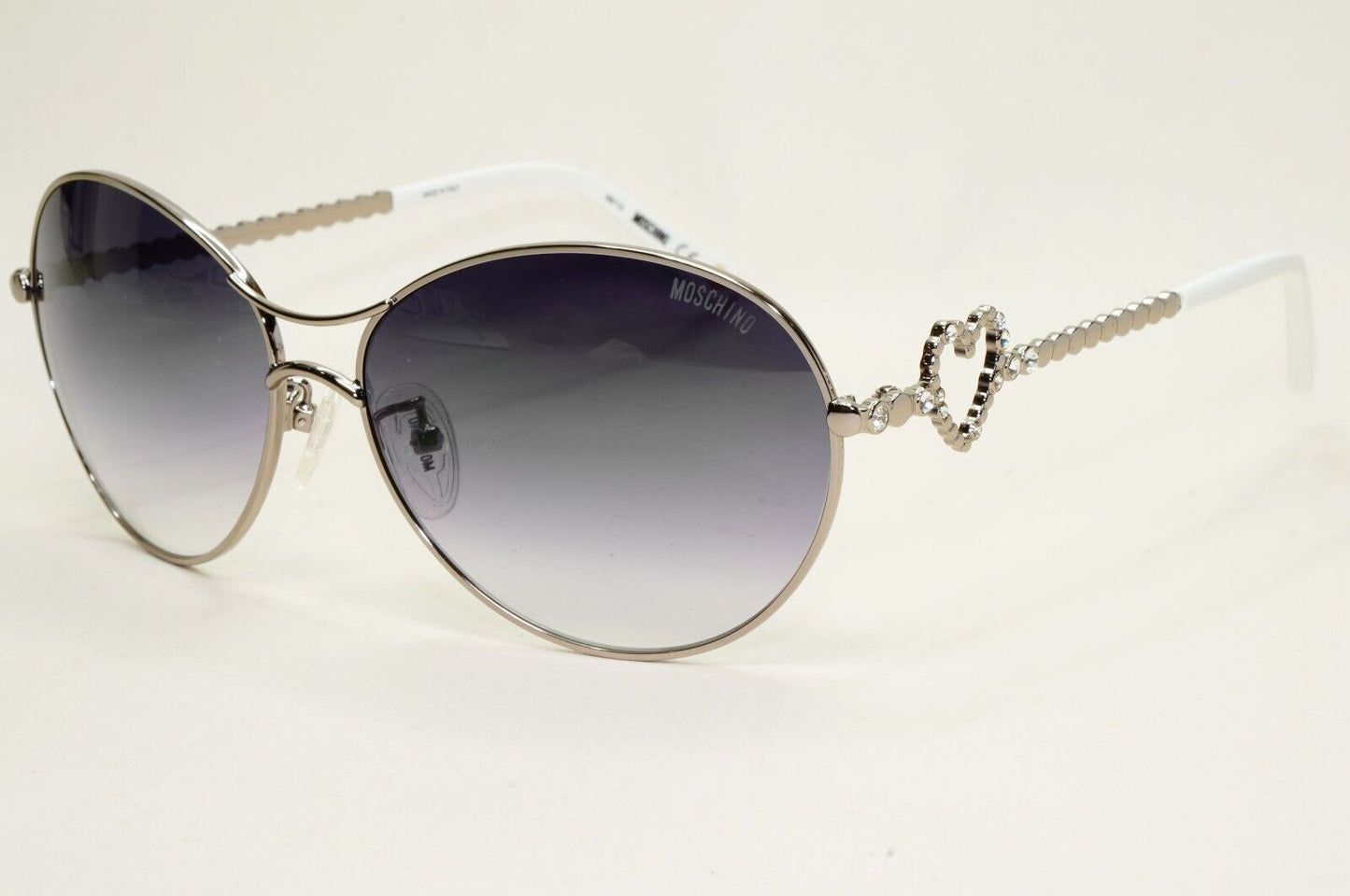 Moschino Sunglasses 2005 Vintage Gunmetal Grey Heart Crystal MO574 01 101124