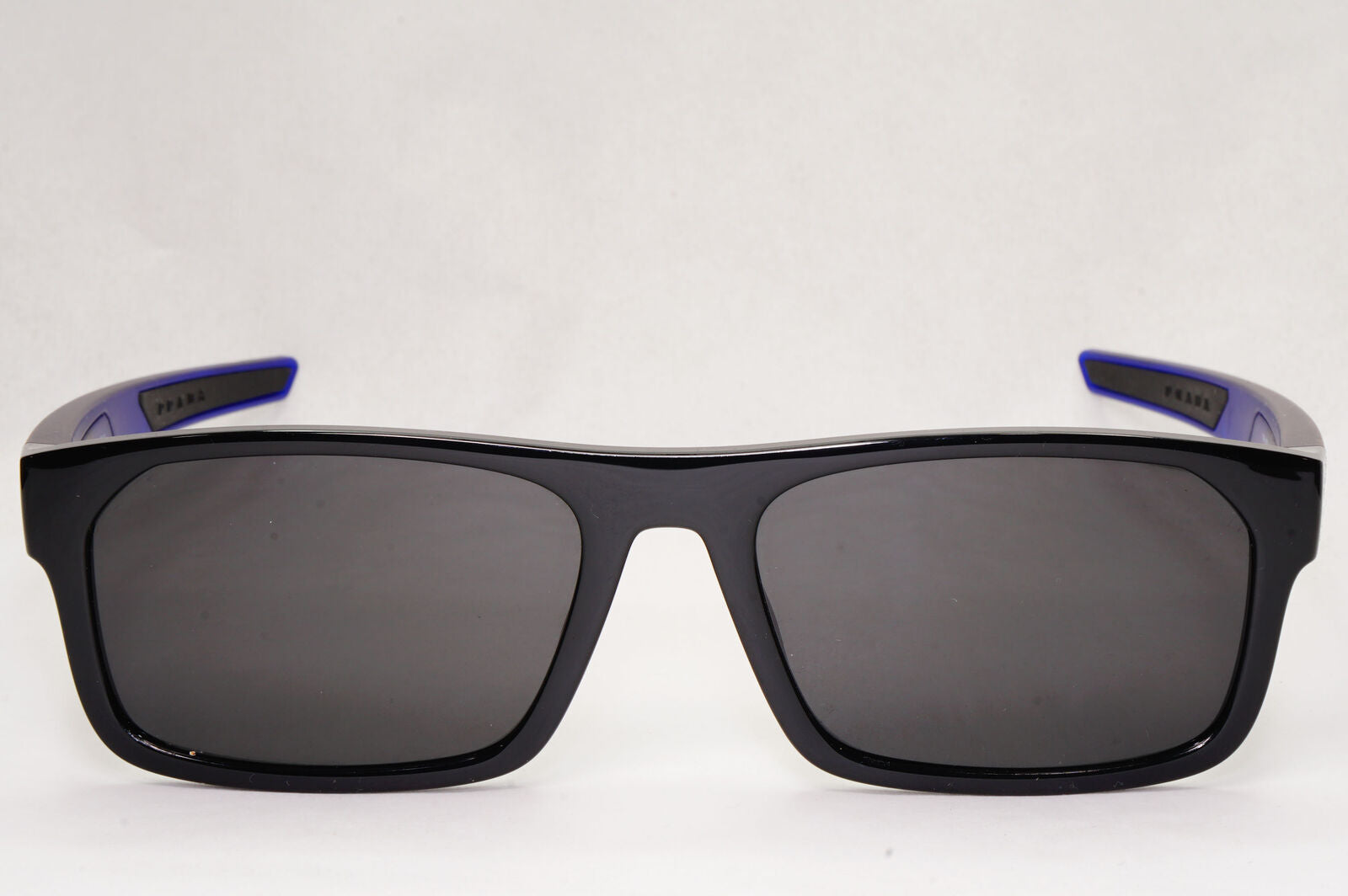 Prada Sunglasses Black Blue Square Red Stripe PS08OV VPS 08O 15C-1O1 57mm