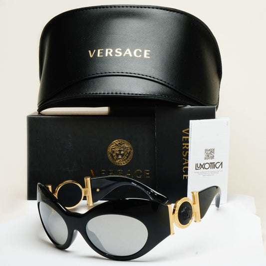 Versace Sunglasses Black Silver Gold Medusa Large Oversized MOD VE 4462 GB1/6G
