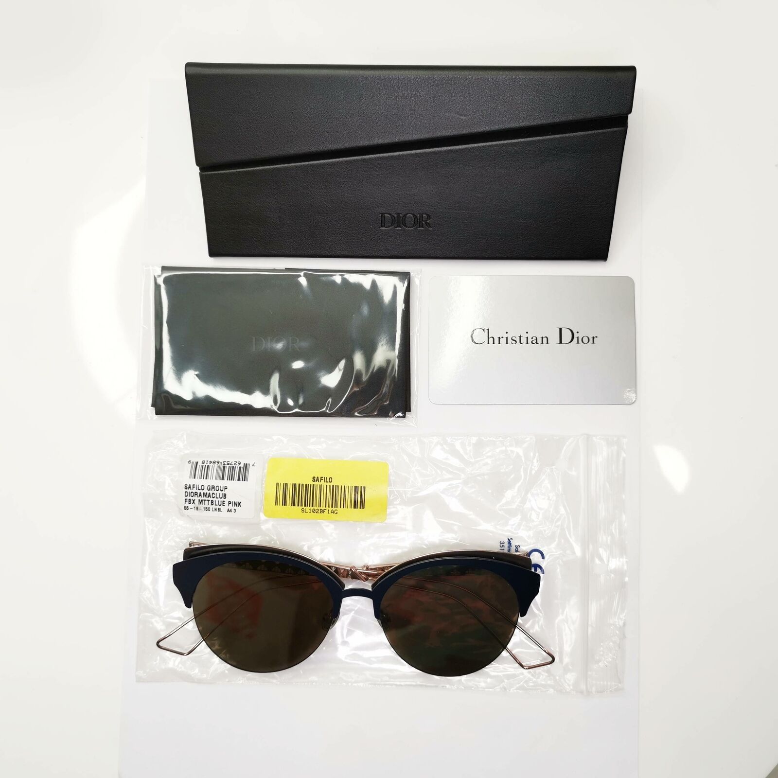 Authentic Dior Womens Mirror Metal Sunglasses Black Blue Gold Diorama Club FBXA4