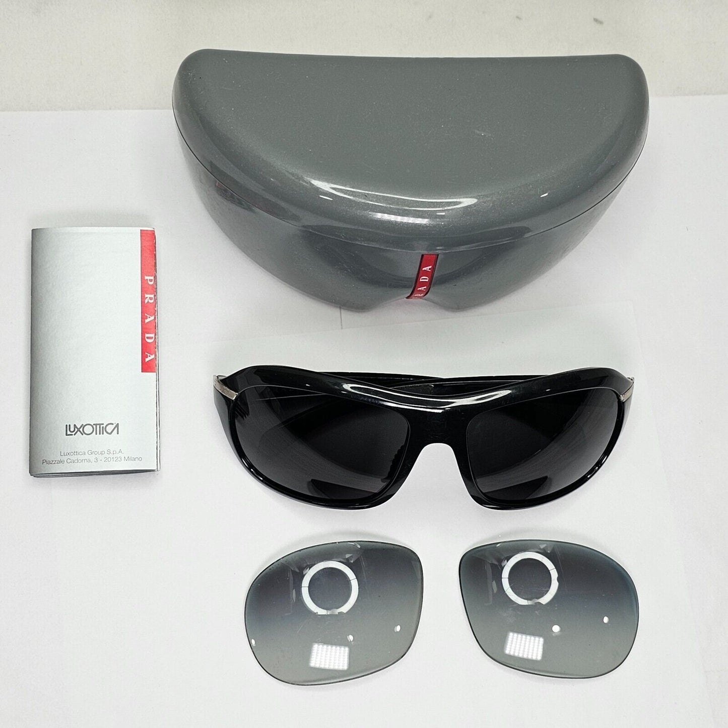 Prada Sunglasses 2007 Vintage Black Wrap Rossa PS04IS SPS 04I 1AB-3M1 111223