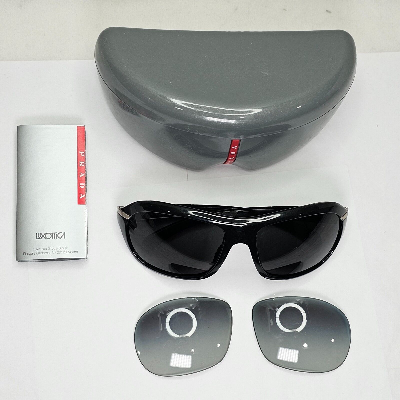 Prada Sunglasses 2007 Vintage Black Wrap Rossa PS04IS SPS 04I 1AB-3M1 111223