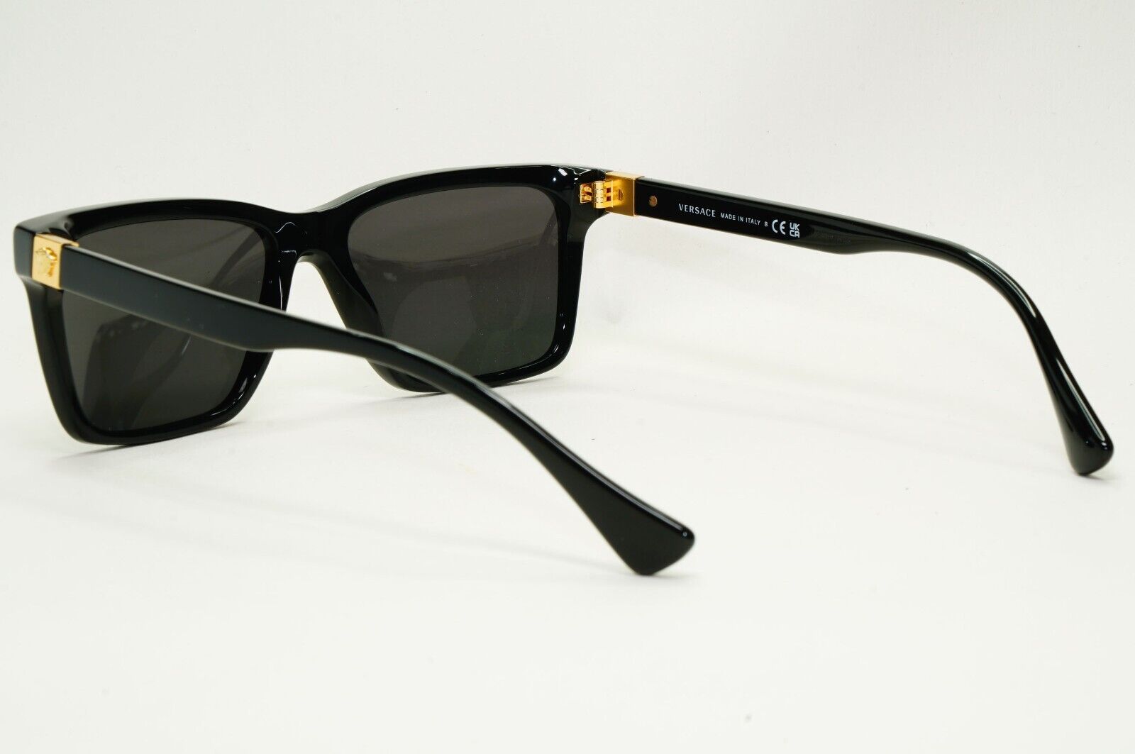 Versace Sunglasses Black Square Glossy Gold Medusa MOD VE 3328 GB1 54mm