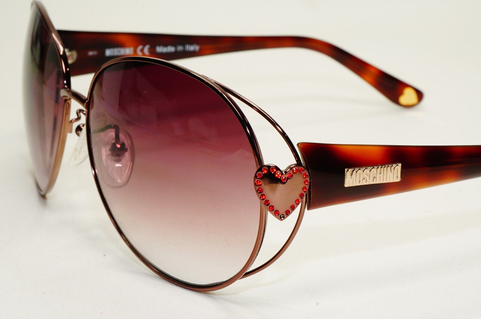 Moschino Sunglasses 2005 Vintage Brown Bronze Oval Heart MO579 02 101124