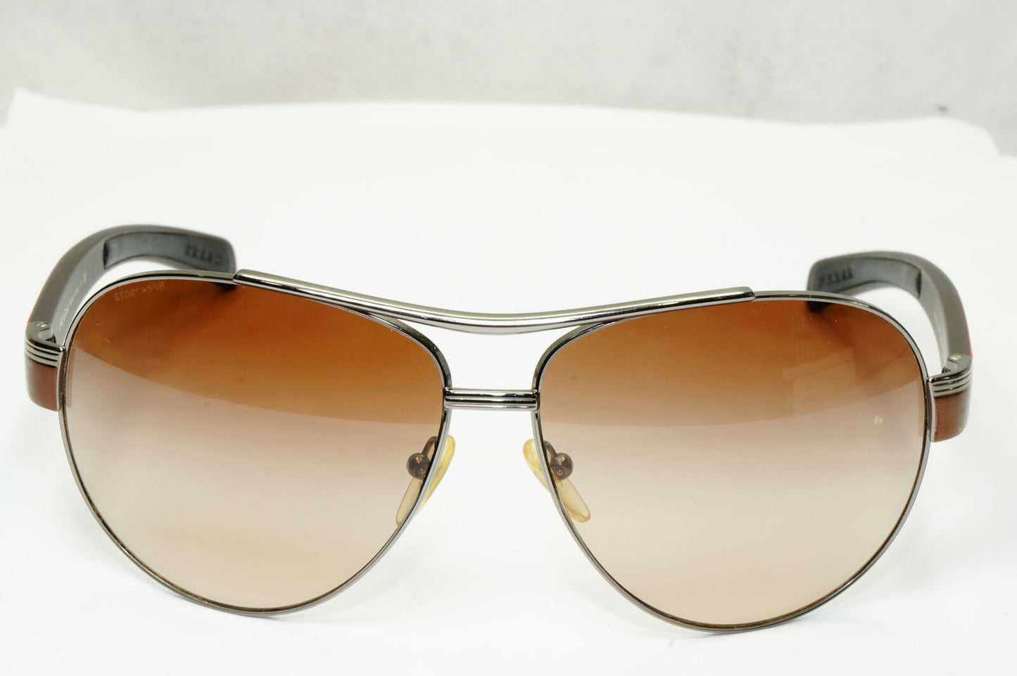 Prada Sunglasses Brown Pilot Red Stripe PS50IS SPS 50I 5AV-6S1 62mm 280323