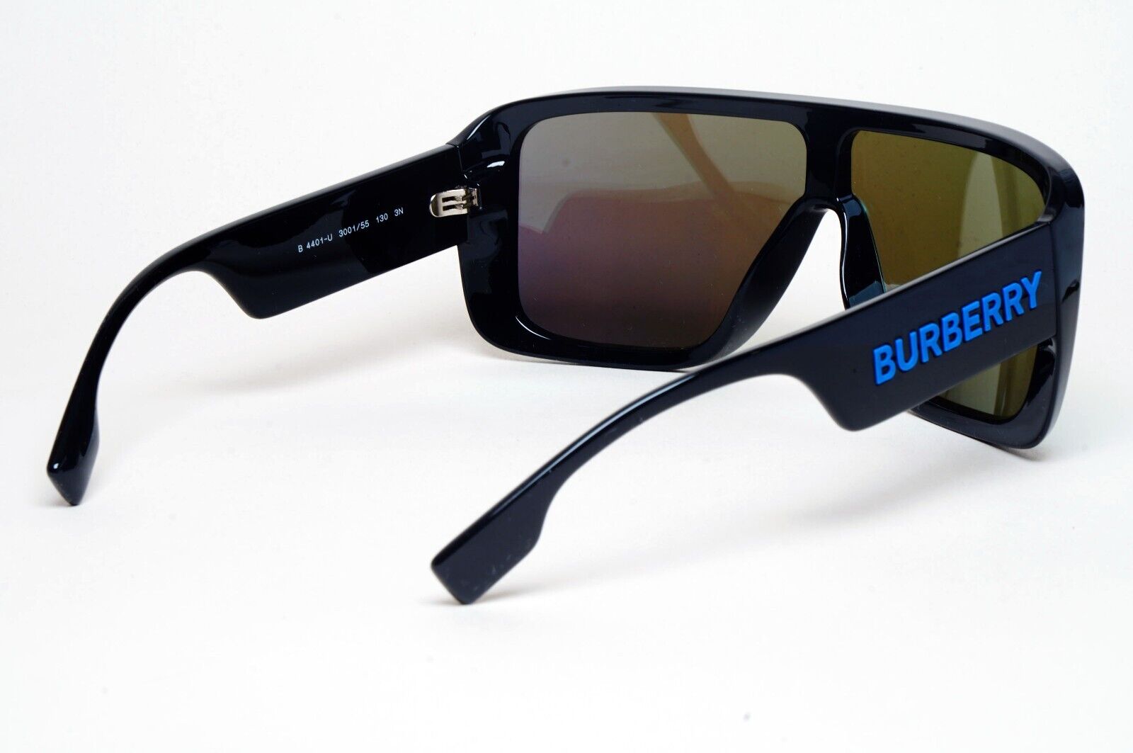 Burberry Sunglasses Black Blue Shield Visor Mirror BE 4401-U 3001/55