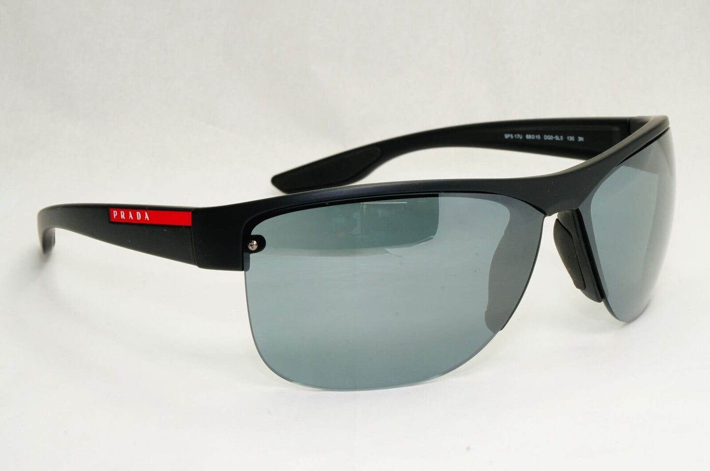 Prada Sunglasses Black Grey Mirro Wrap Rubber Sport PS17US SPS 17U DG0-5L0