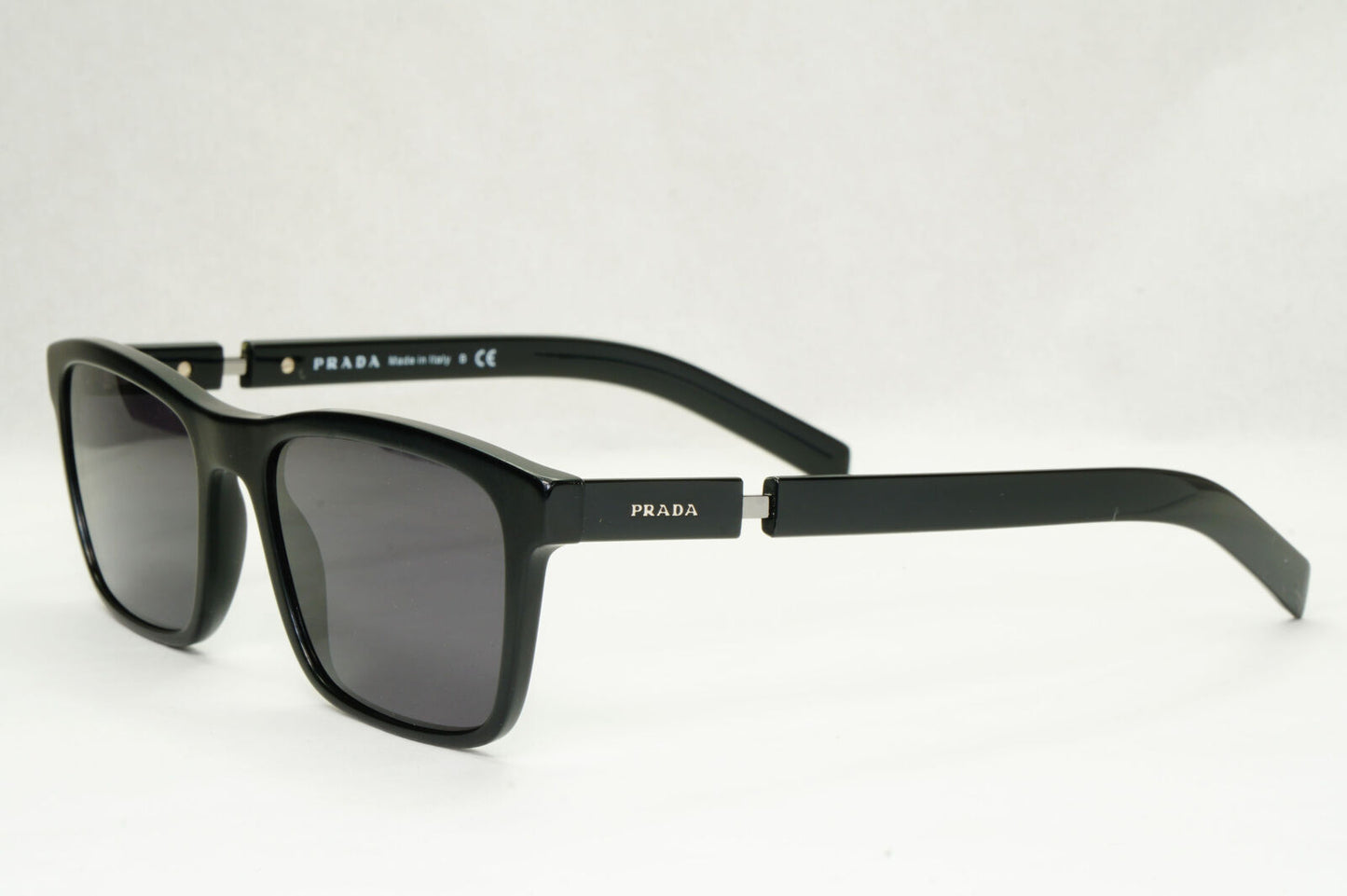 Prada Sunglasses Black Glossy Square Fashion PR16XV VPR 16X 1BO-1O1 55mm