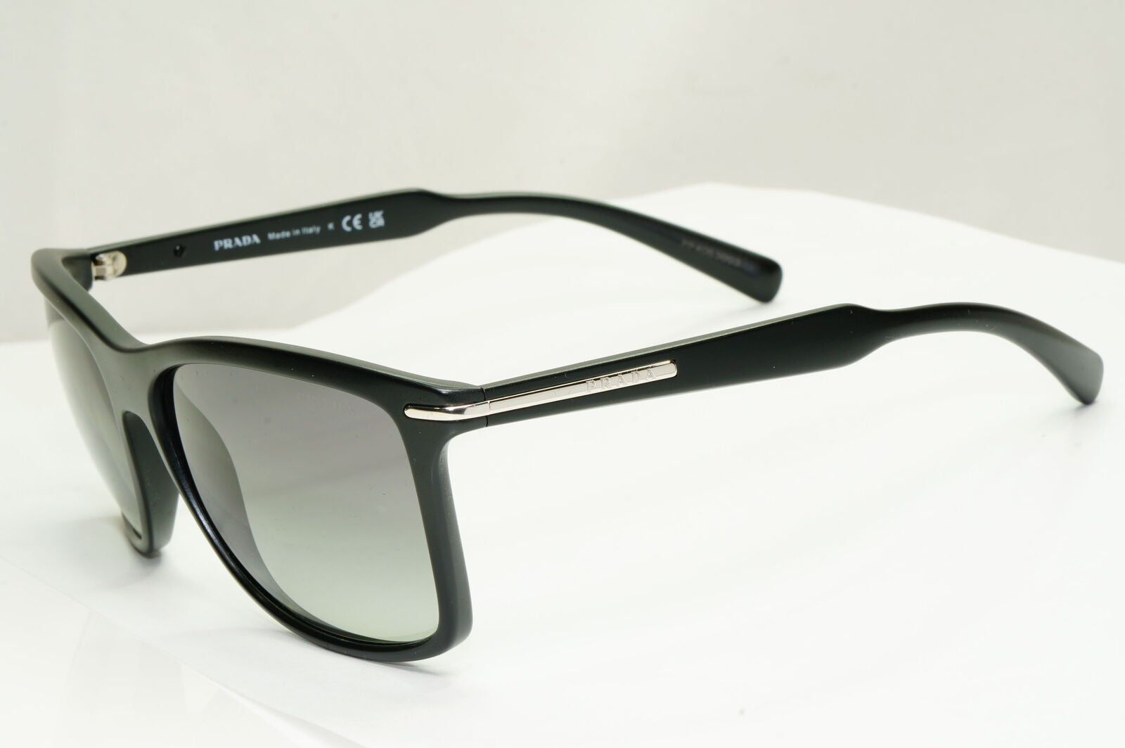 Prada Sunglasses Black Gradient Smoke Square Silver PR10OS SPR 10O 1BO-3M1