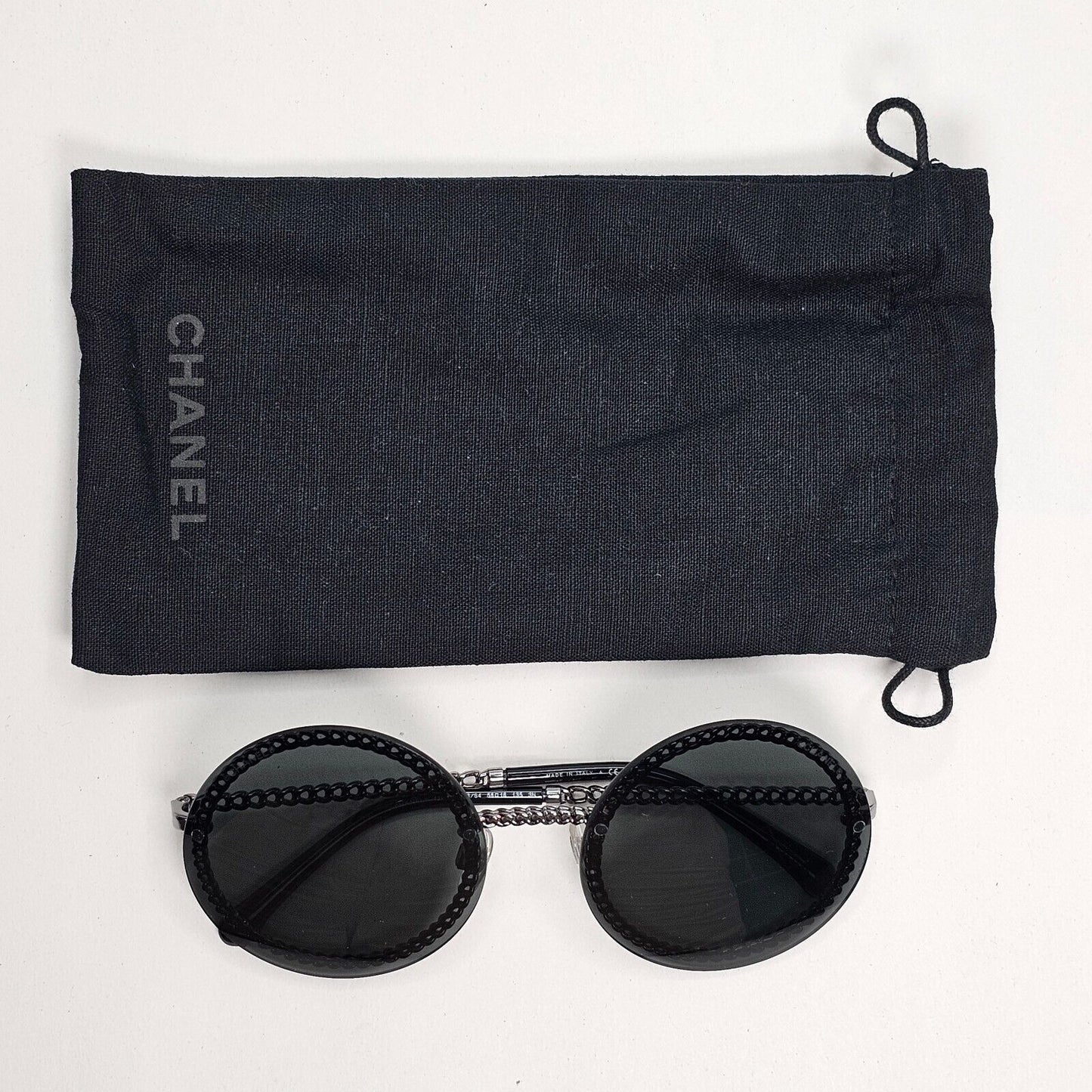 Chanel Sunglasses Chain Round Rimless Metal Gunmetal Grey CH 4245 c.108/S4