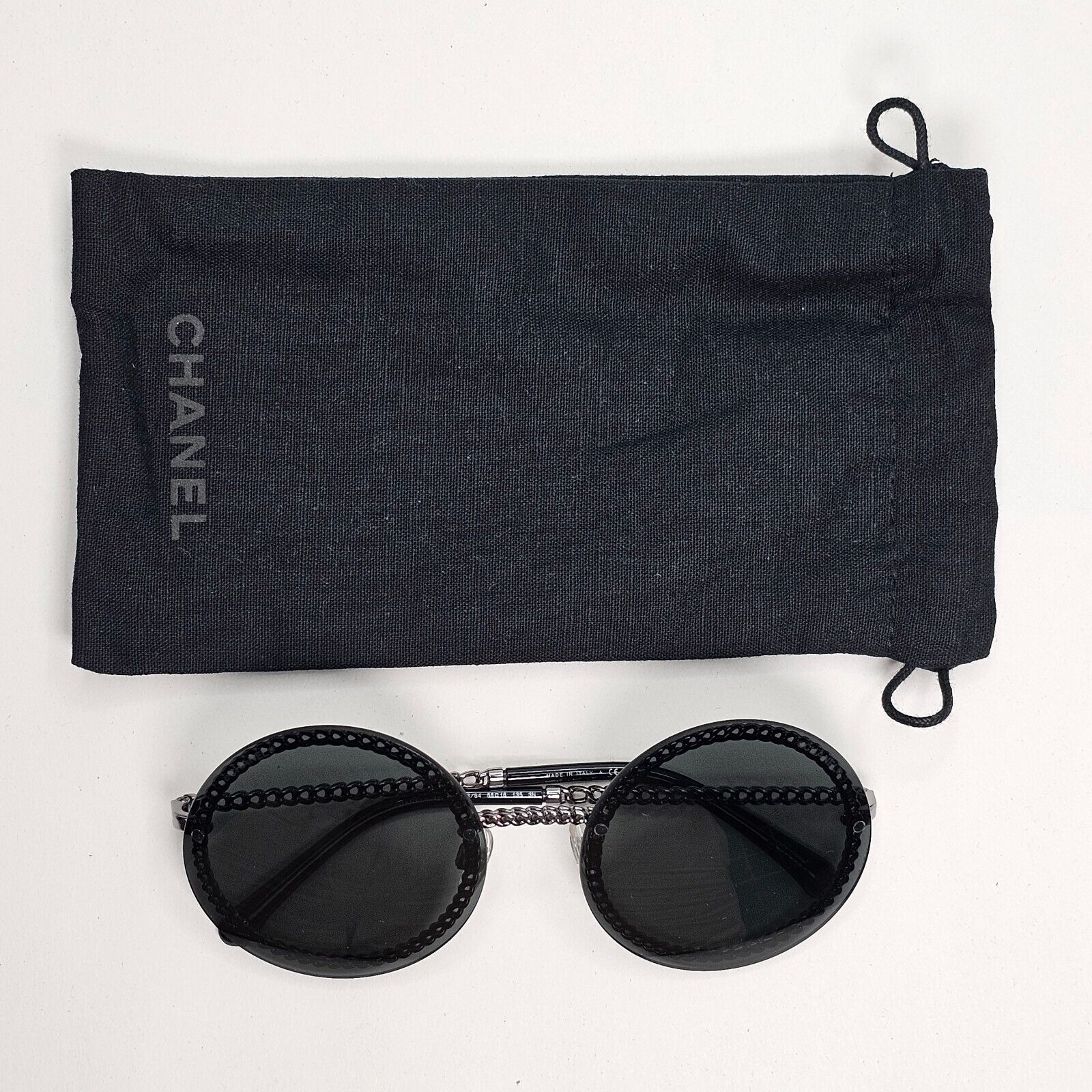 Chanel Sunglasses Chain Round Rimless Metal Gunmetal Grey CH 4245 c.108/S4