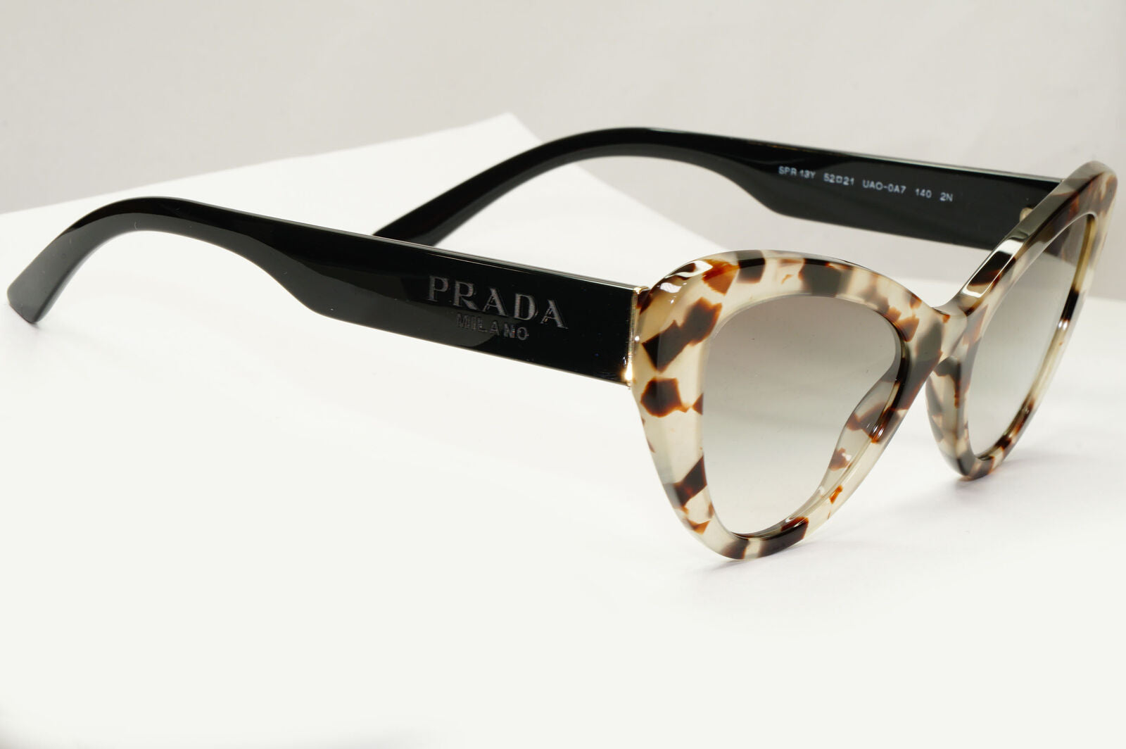 Prada Marble Brown Sunglasses Milano Havana Grey Cat Eye PR13YS SPR 13Y UAO-0A7