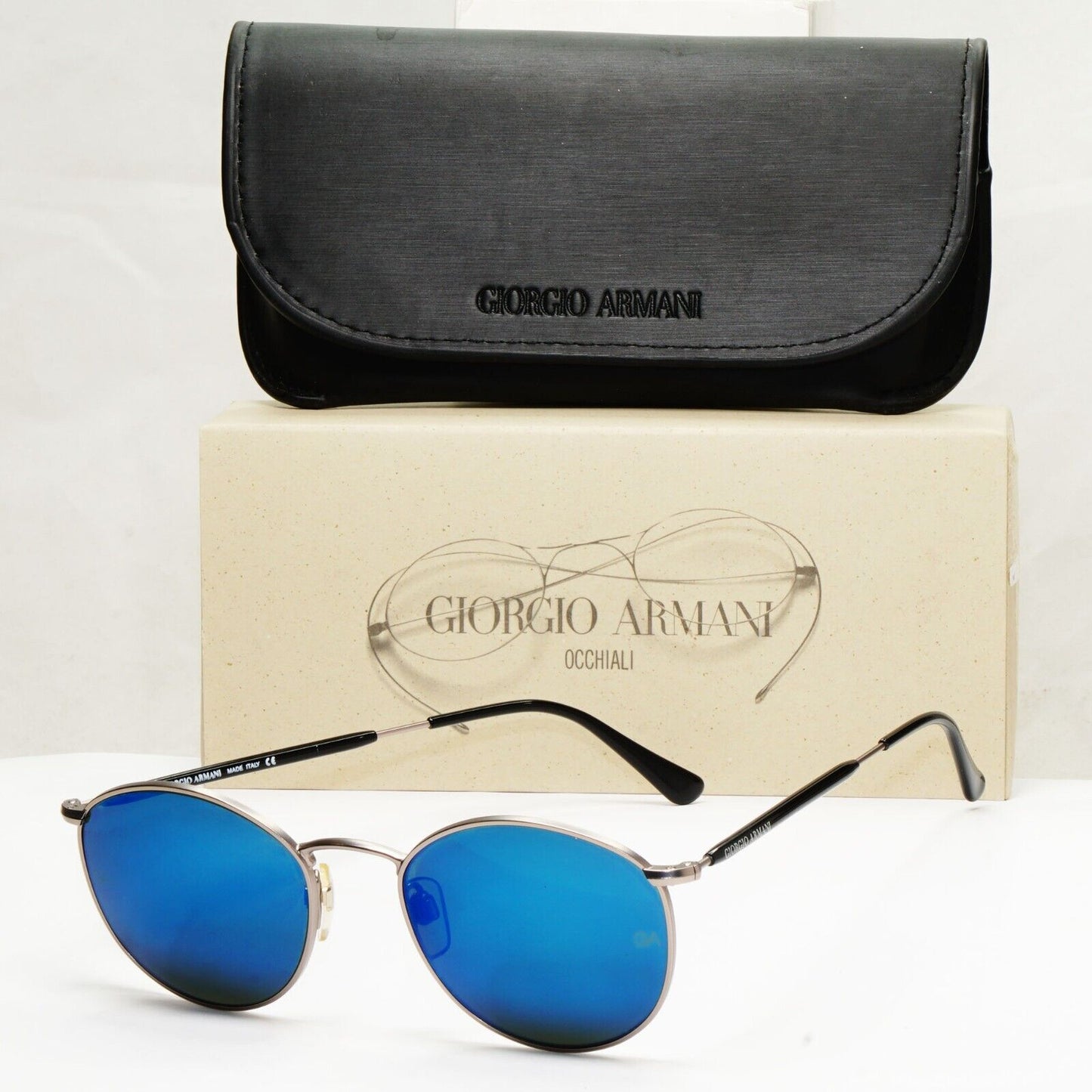 Giorgio Armani 1997 Vintage Sunglasses Blue Mirror Glass Silver 627 815/35 51mm
