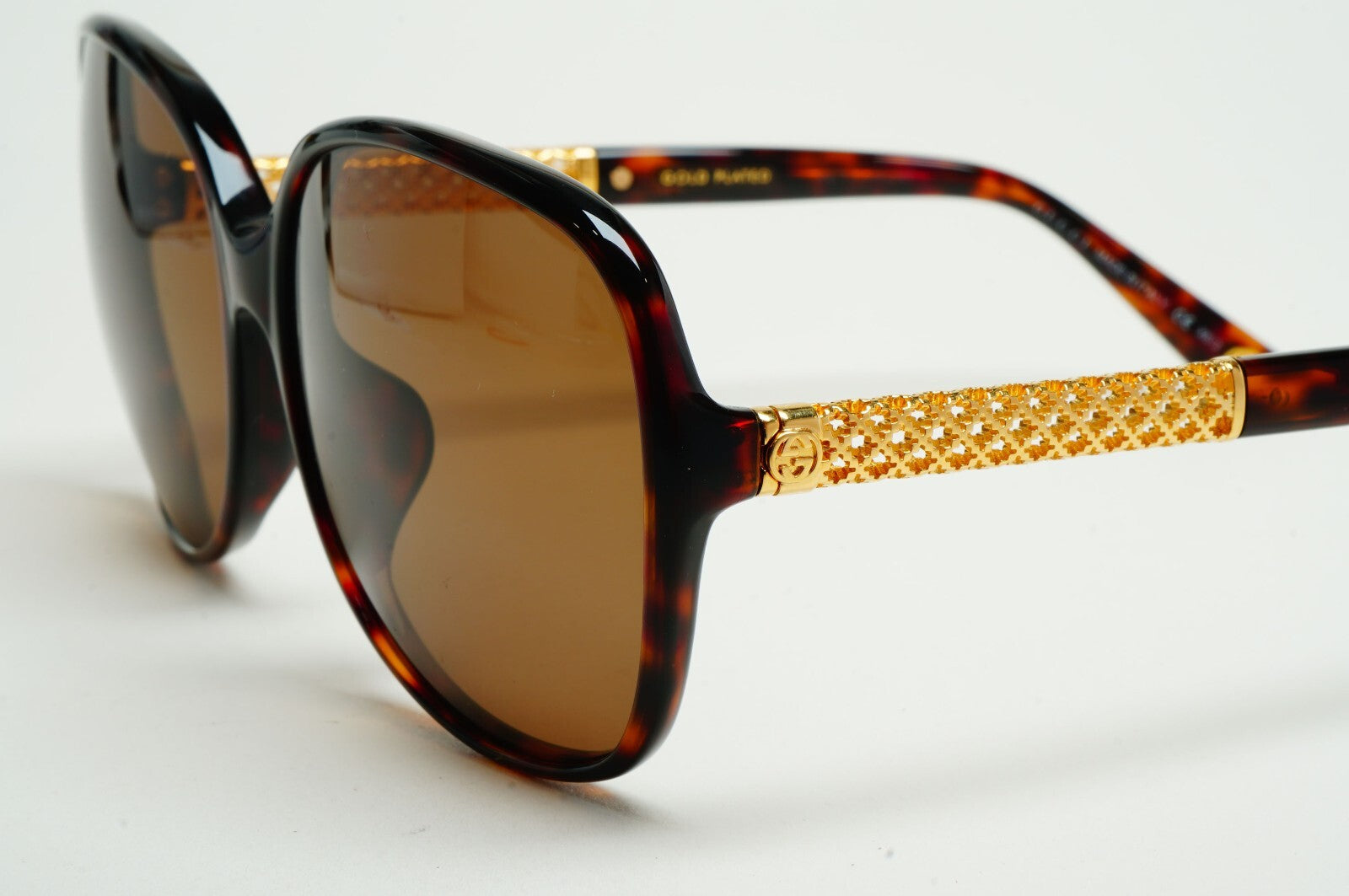 Gucci Sunglasses 2007 Vintage 24k Gold Plated Brown Square GG 3707/F/S 2ZXHA
