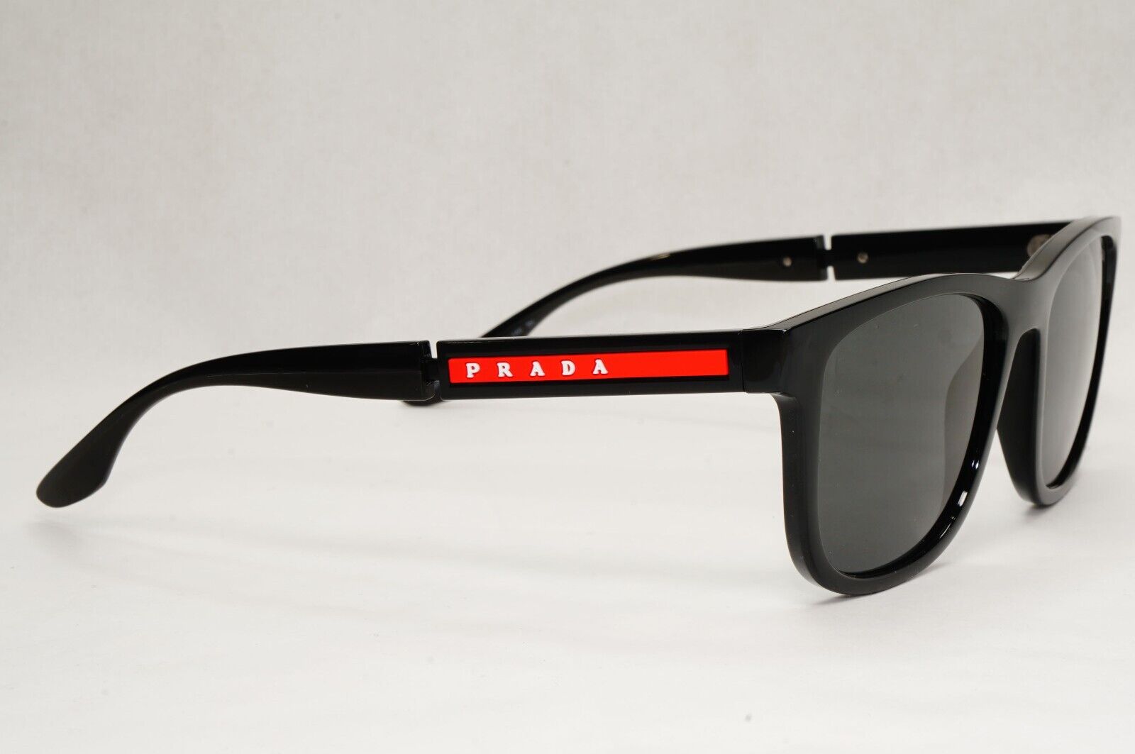 Prada Black Sunglasses Square Red Stripe Fashion PS04XS SPS 04X 1AB-5S0