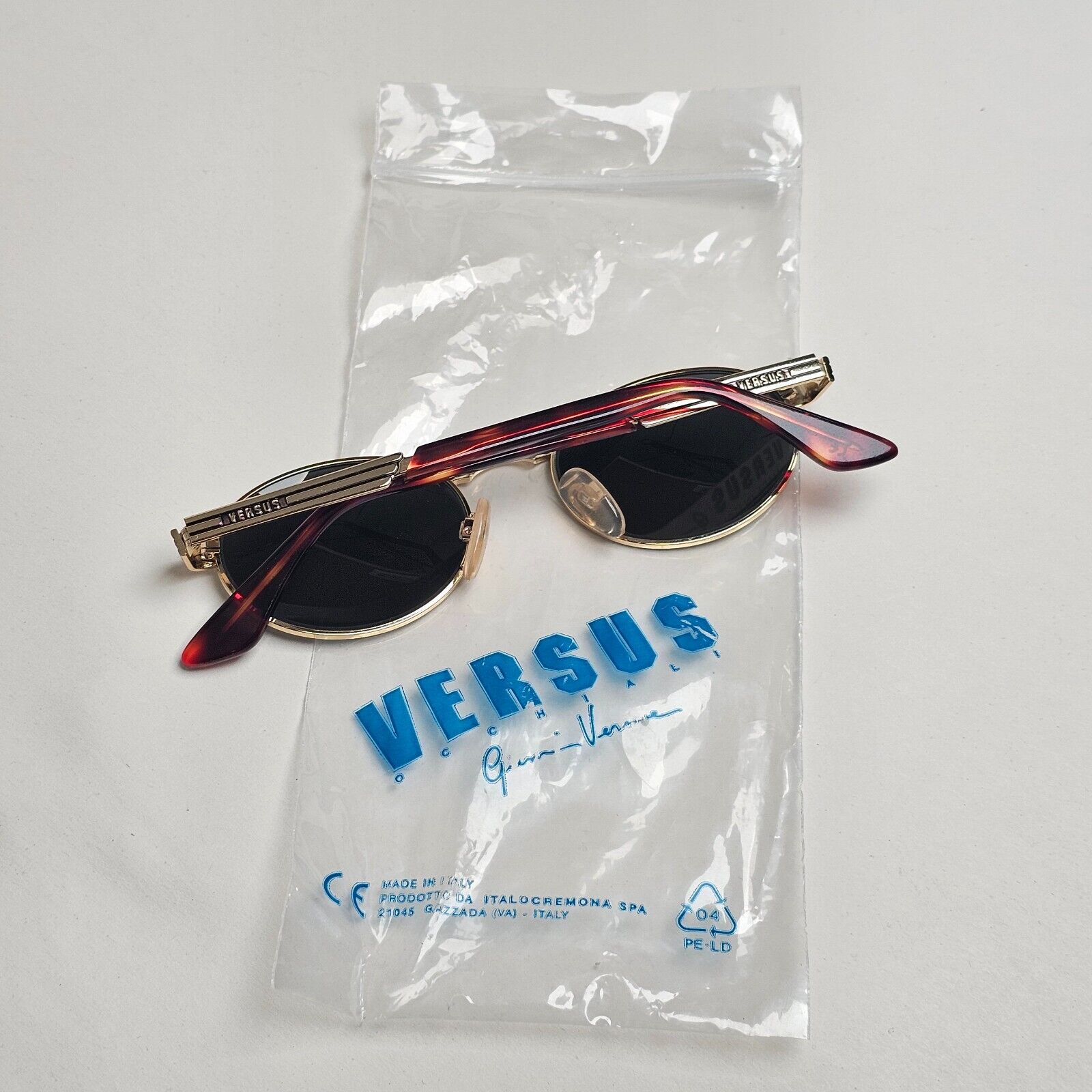 Versus Sunglasses 1996 by Gianni Versace Vintage Gold Oval MOD F07 COL 36M