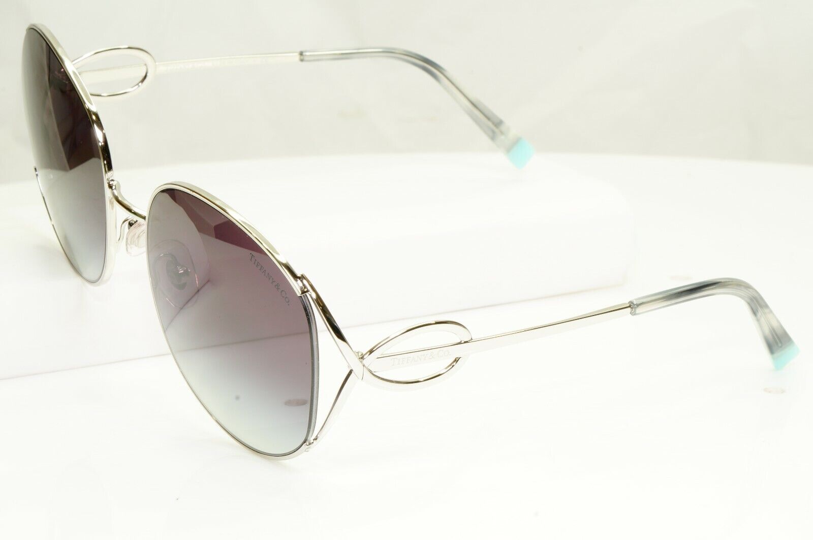 Tiffany & Co Silver Grey Fade Infinity Large Womens Sunglasses TF 3065 6001/3C