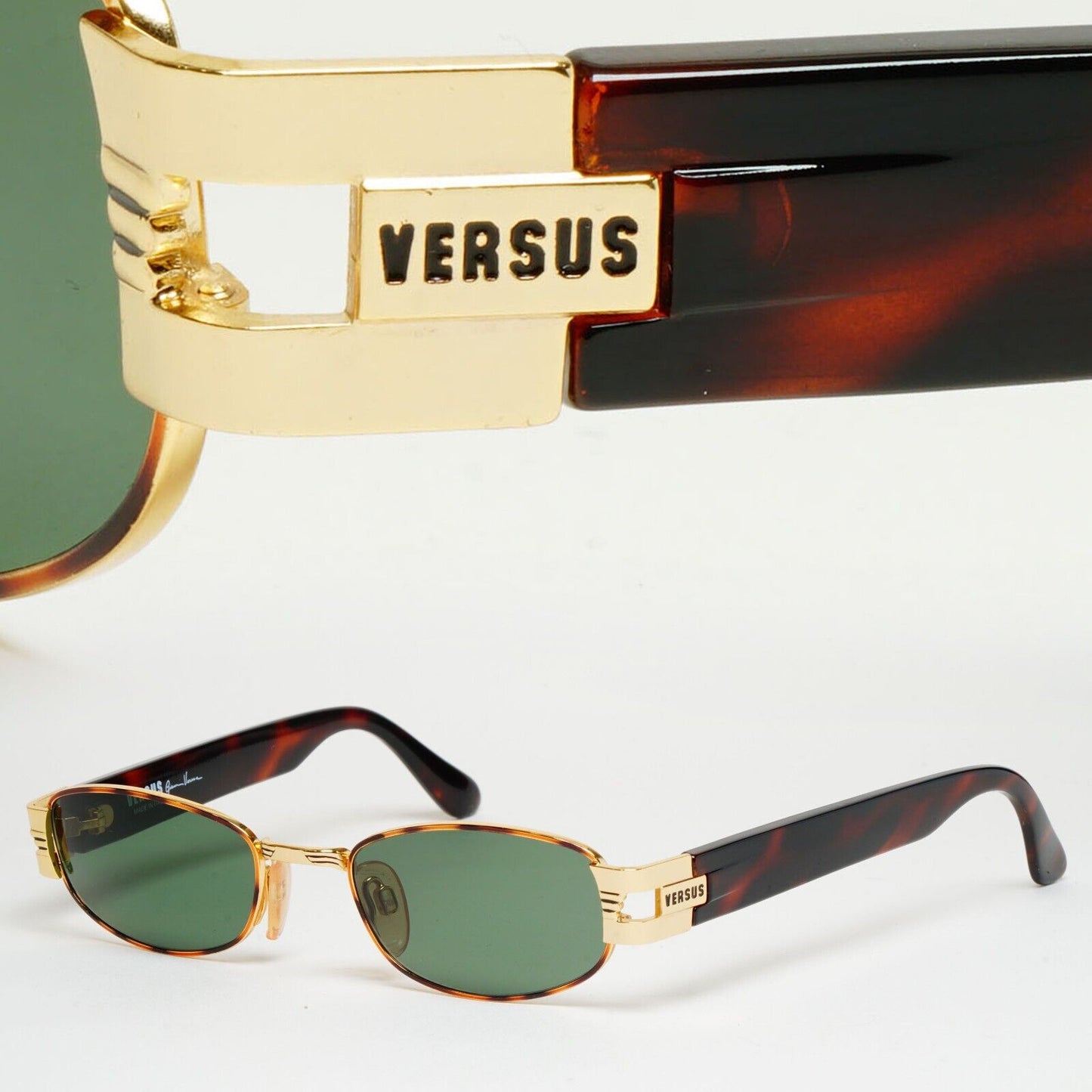 Versus Sunglasses 1996 by Gianni Versace Vintage Gold Green MOD F31 COL 36M