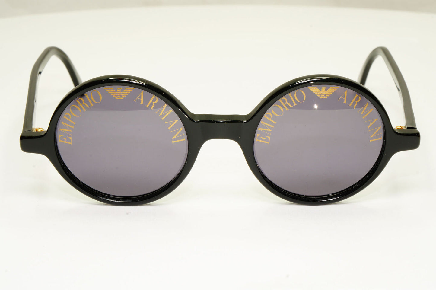 Emporio Armani 1997 Vintage Sunglasses Round Lens Logo Print Black 523-S 020