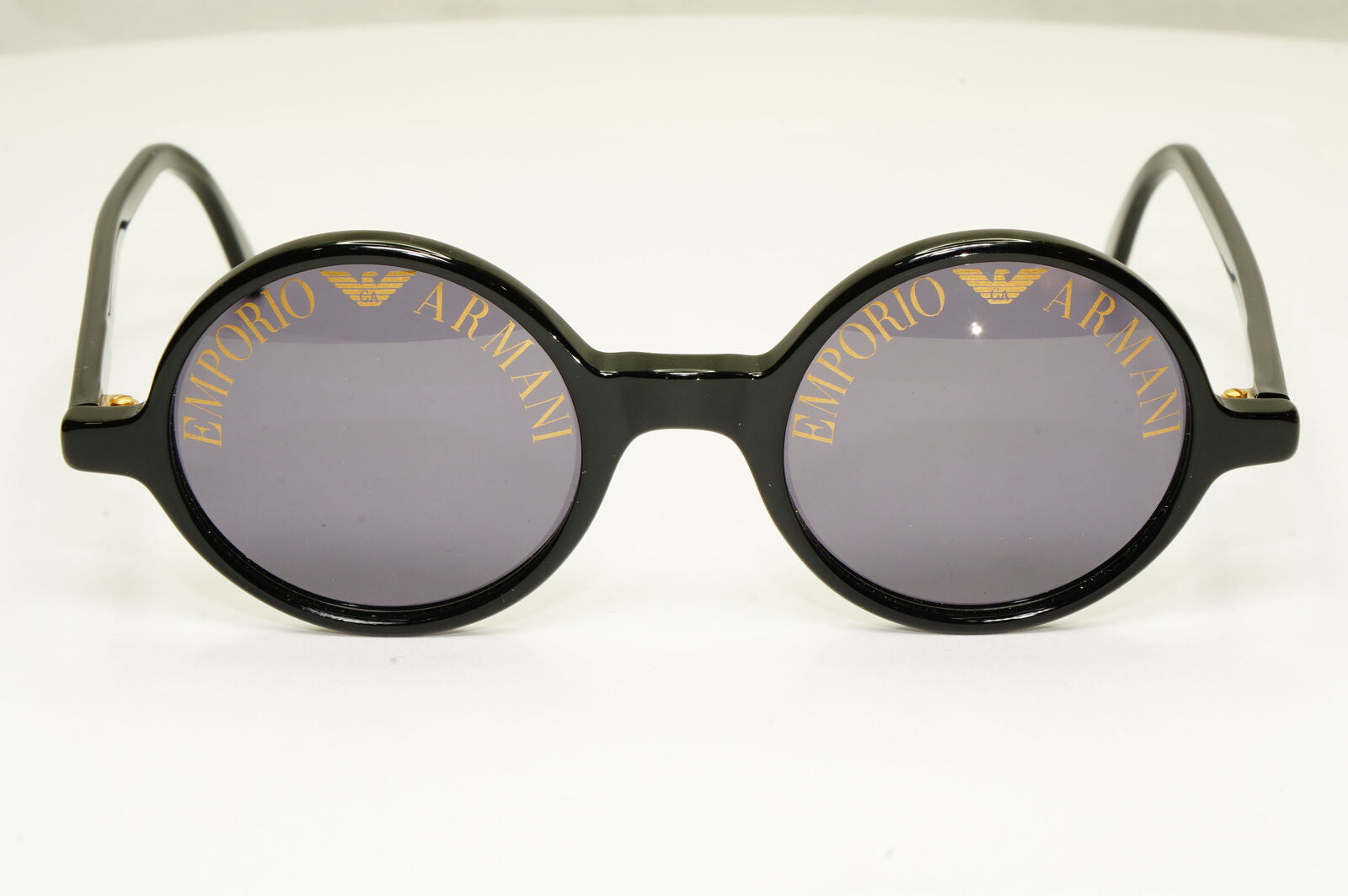 Emporio Armani 1997 Vintage Sunglasses Round Lens Logo Print Black 523-S 020