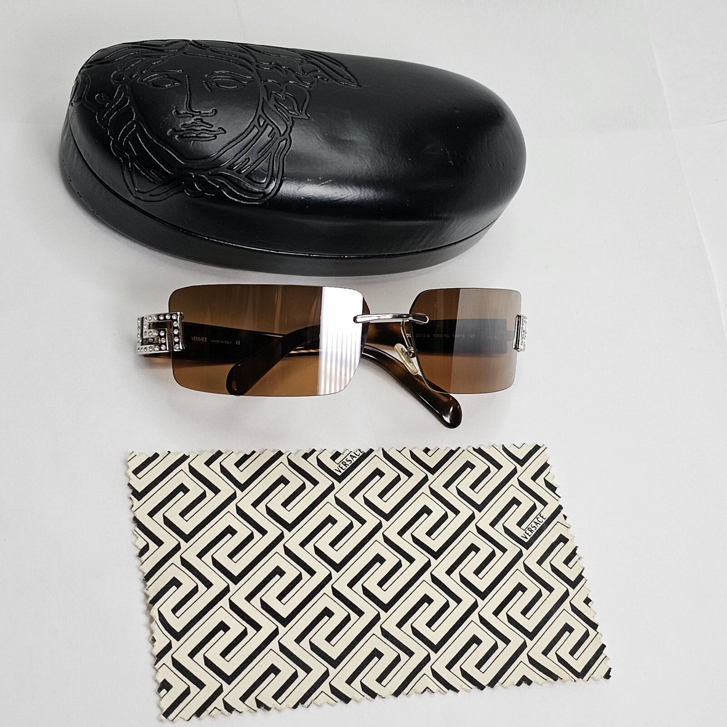 Versace Sunglasses 2004 Vintage Rimless Brown Wrap MOD 2010-B 1000/6U 070224