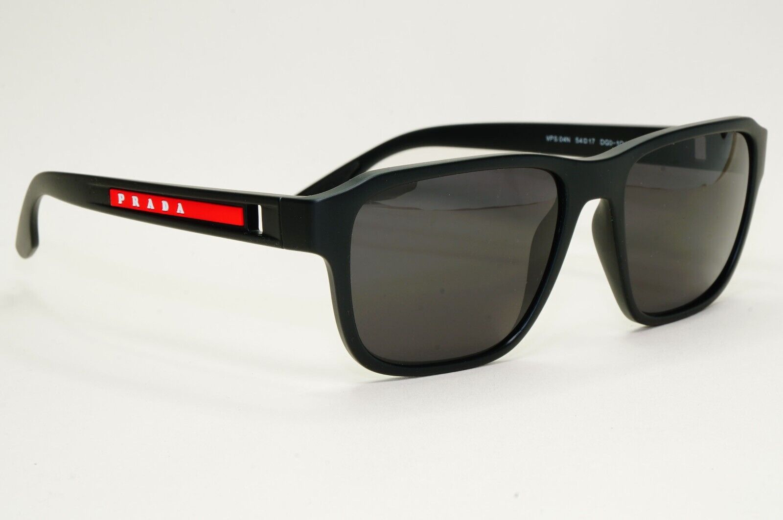 Prada Sunglasses Black Matte Rubber Square Red PS04NV VPS 04N DG0-1O1 54mm