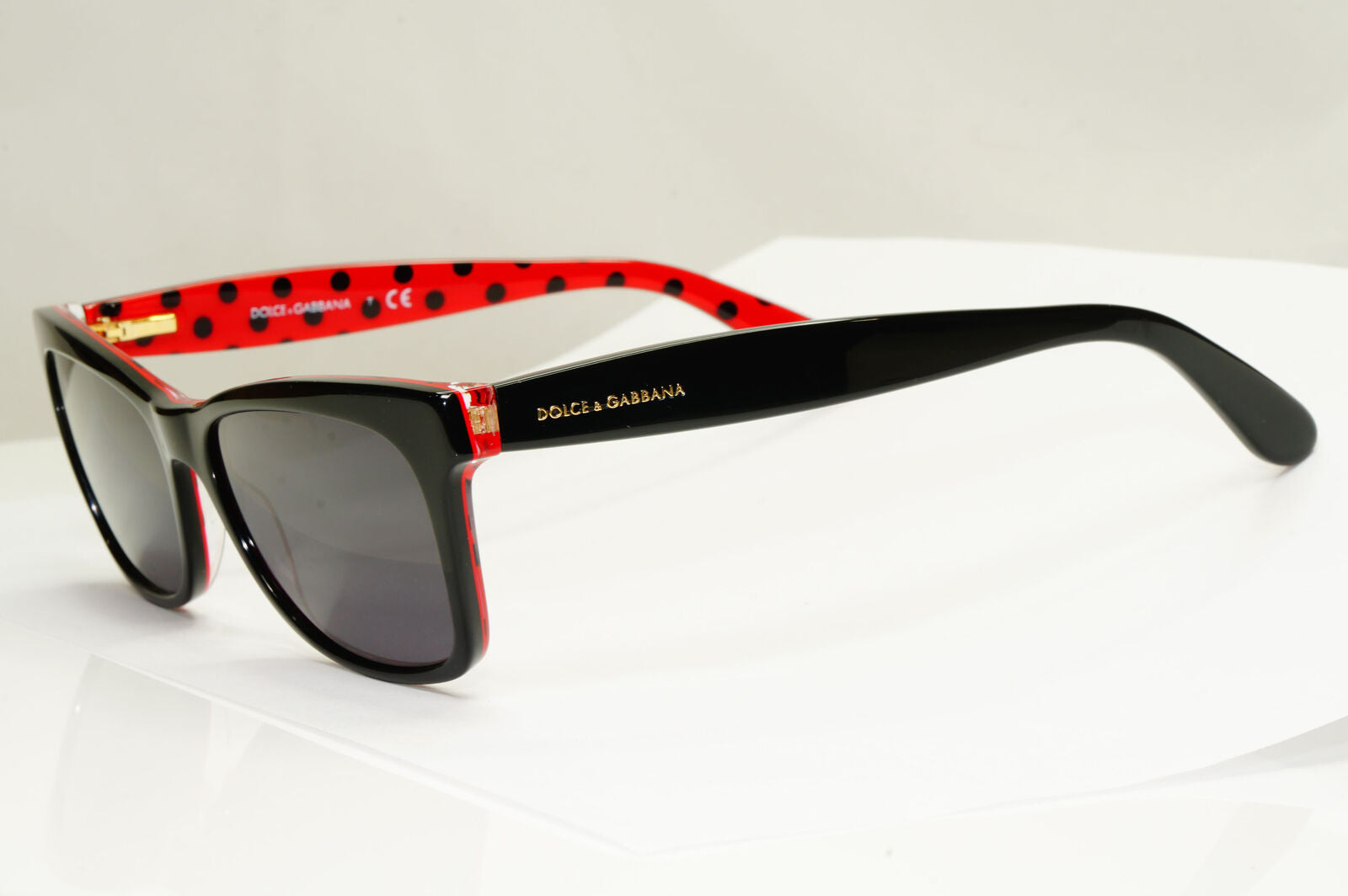 Dolce & Gabbana Black Sunglasses Red Polka Dot Square DG 3199 2871 250123