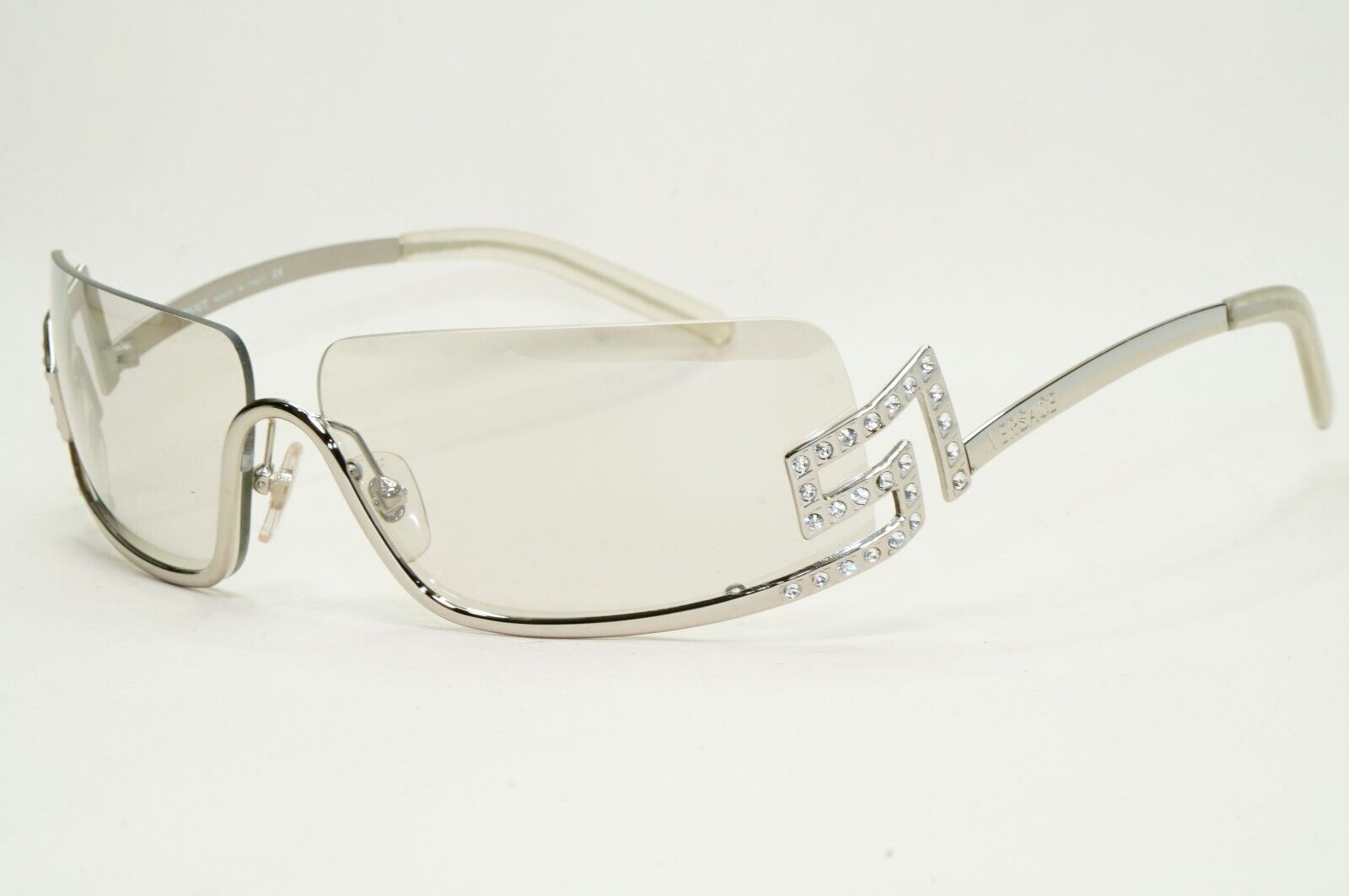 Versace Sunglasses 2004 Vintage Silver Wrap Diamante MOD N50-H 26M/222 081024