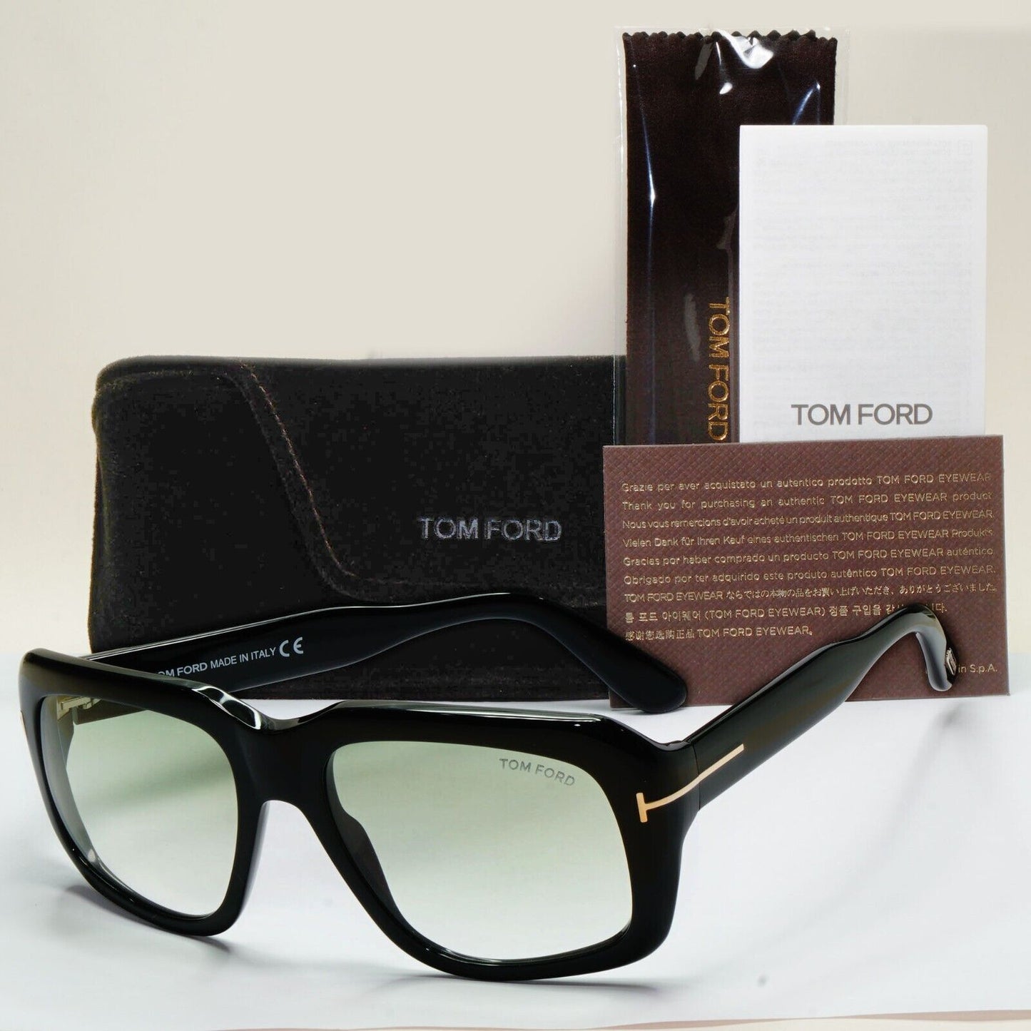 Tom Ford Sunglasses Bailey-02 Black Square Light Green Gradient FT0885 TF 885