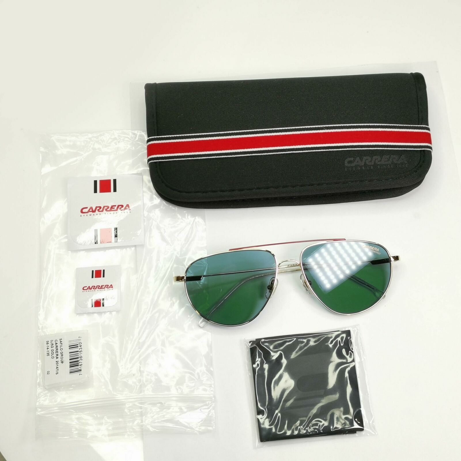 Carrera Gold Sunglasses Mens Shiny Metal Green Pilot Mens  2014 T/S J5GKU