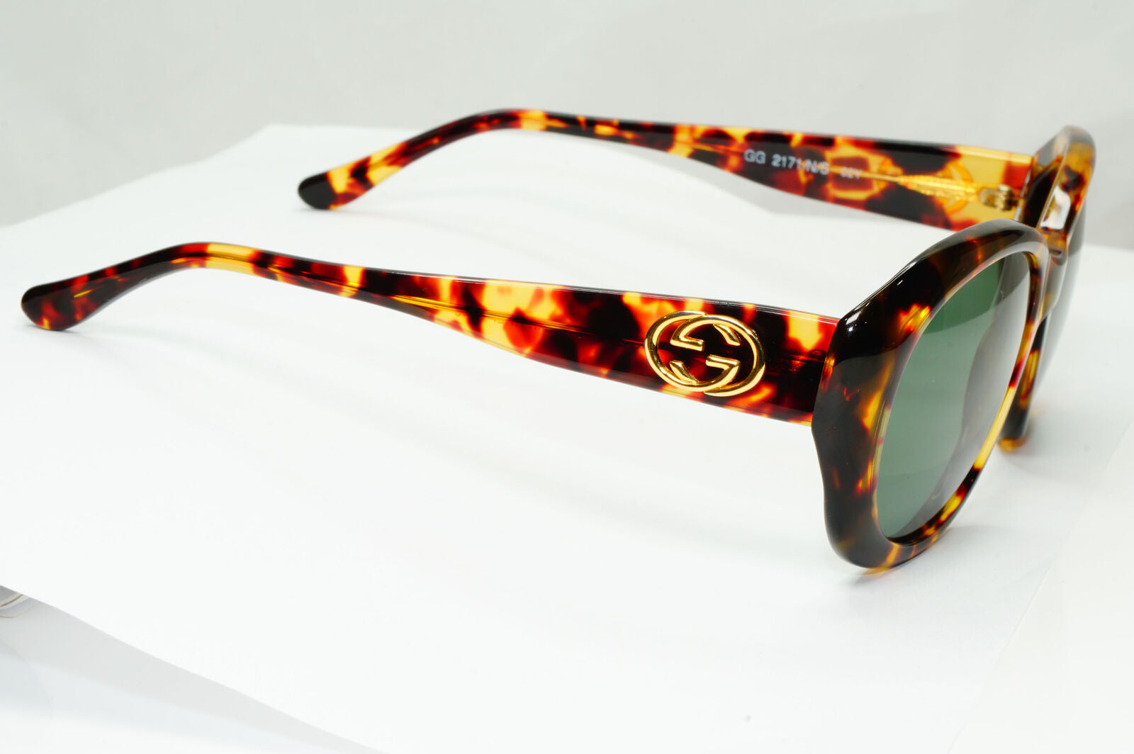 Gucci 1996 Sunglasses Vintage Brown Tortoise Green Gold GG 2171/N/S 02Y 181022