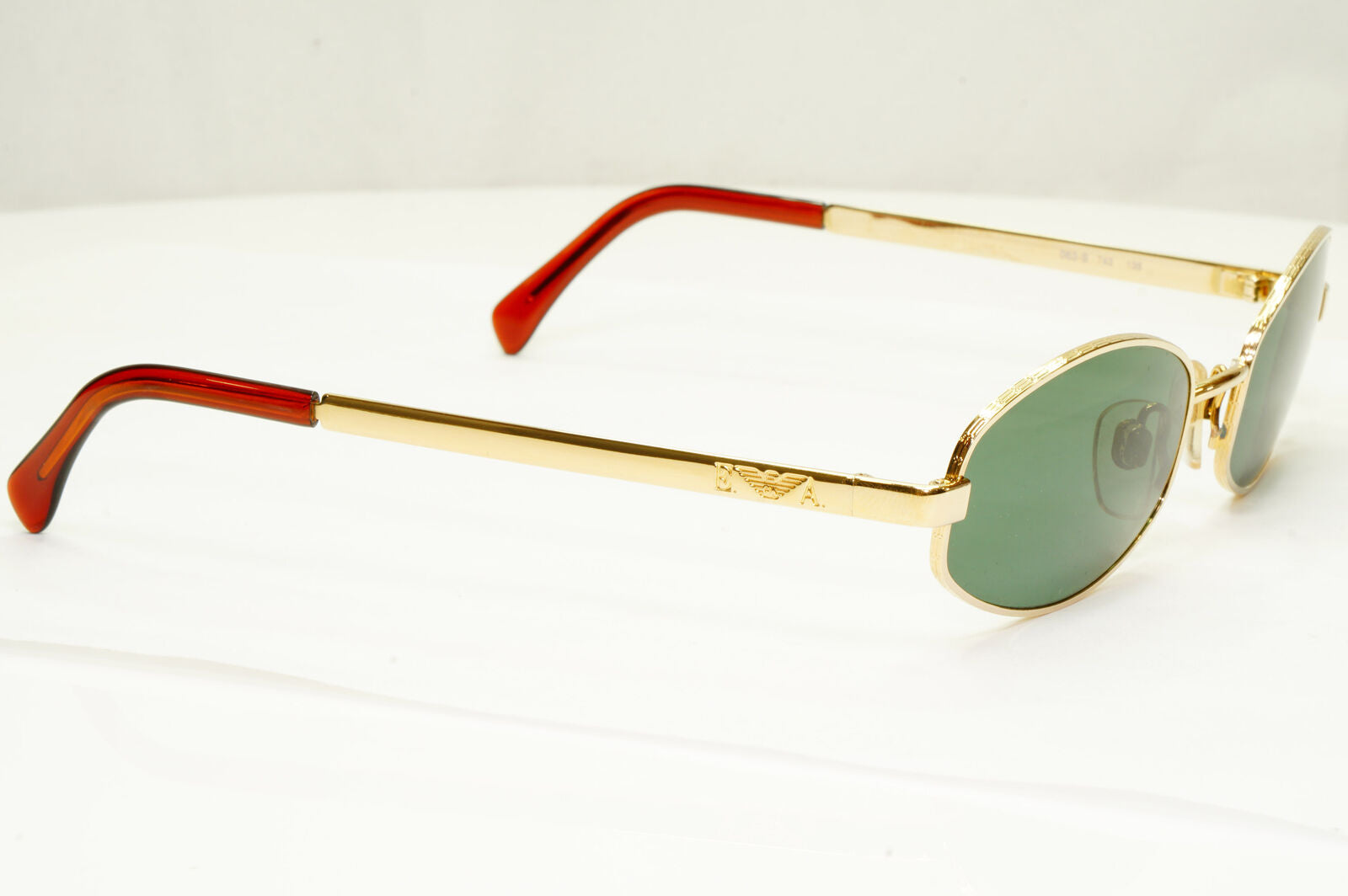 Emporio Armani 1997 Vintage Sunglasses Gold Green Retro Rectangle Eagle 063 743