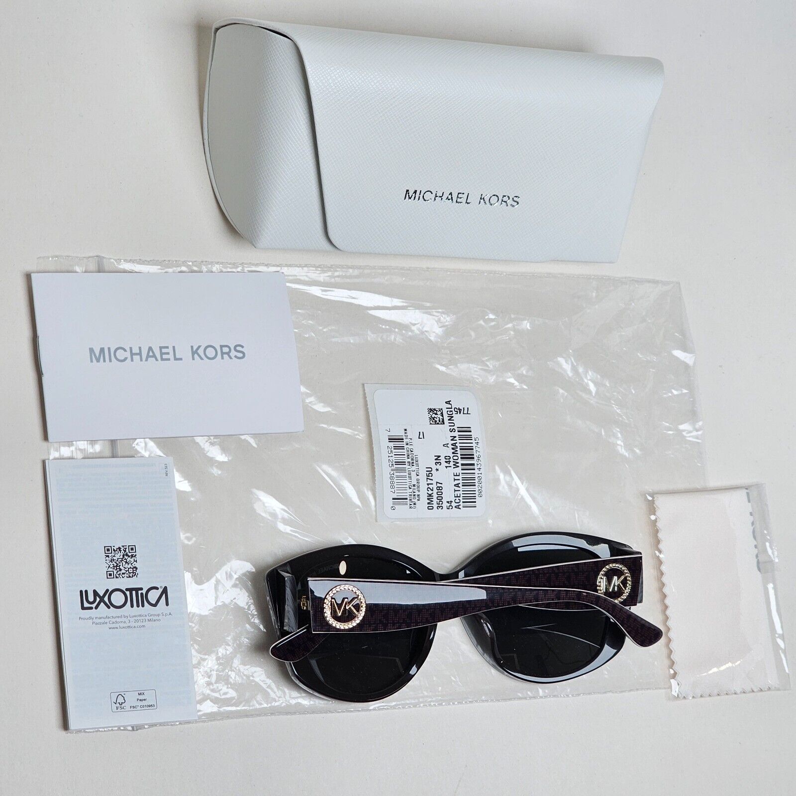 Michael Kors Sunglasses Black Gold Monogram Square MK 2175U Charleston 3500/87