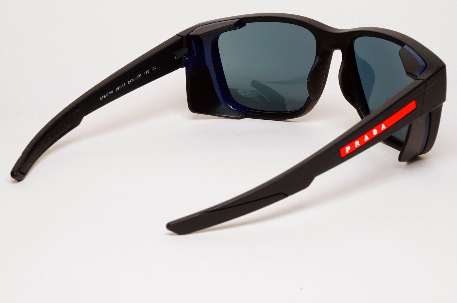 Prada Sunglasses Black Blue Wrap Side Shields PS07WS SPS 07W DG0-09R 100125