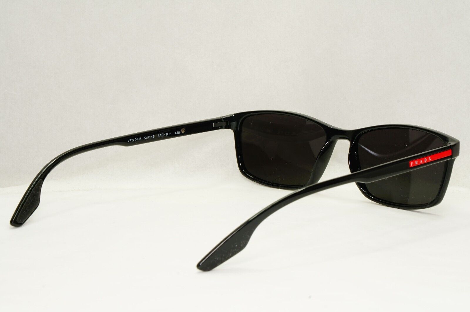 Prada Sunglasses Black Rectangle Square Glossy PS04MV VPS 04M 1AB-1O1 54mm