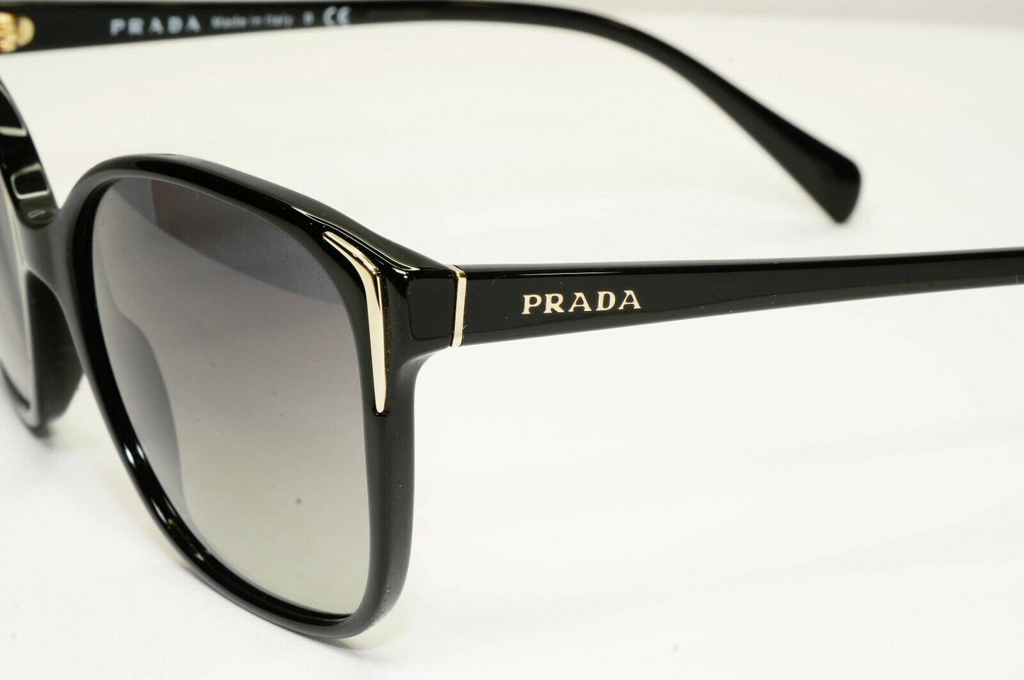 Prada Sunglasses Black Gold Grey Gradient Fade Square Fashion SPR 01O 1AB-3M1
