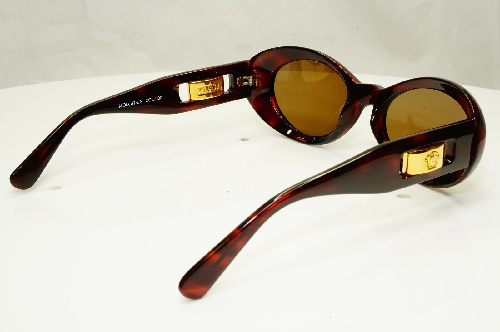 Gianni Versace Sunglasses 1996 Vintage Gold Brown Medusa Oval MOD 475/A COL 900