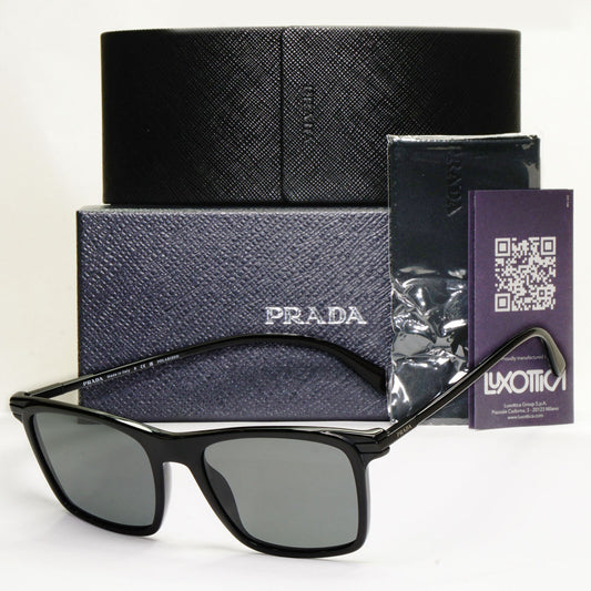 Prada Sunglasses Polarized Glass Lens Black Square Grey PR19XS SPR 19X 07F-08G