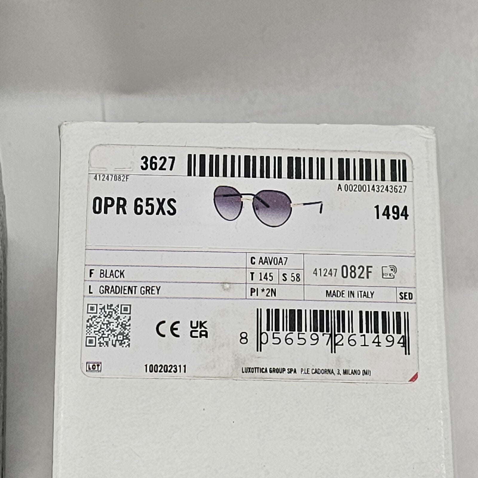 Prada Sunglasses Black Gold Grey Gradient Round PR65XS SPR 65X AAV-0A7 58mm