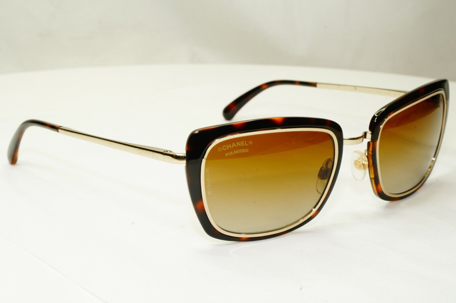 Authentic CHANEL Polarized Sunglasses Gold Brown Havana Model 5203 395/S9 27490