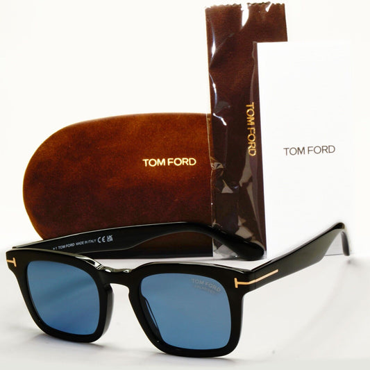 Tom Ford Sunglasses Dax Polarized Black Glossy Square Blue FT0751 TF 751 01V