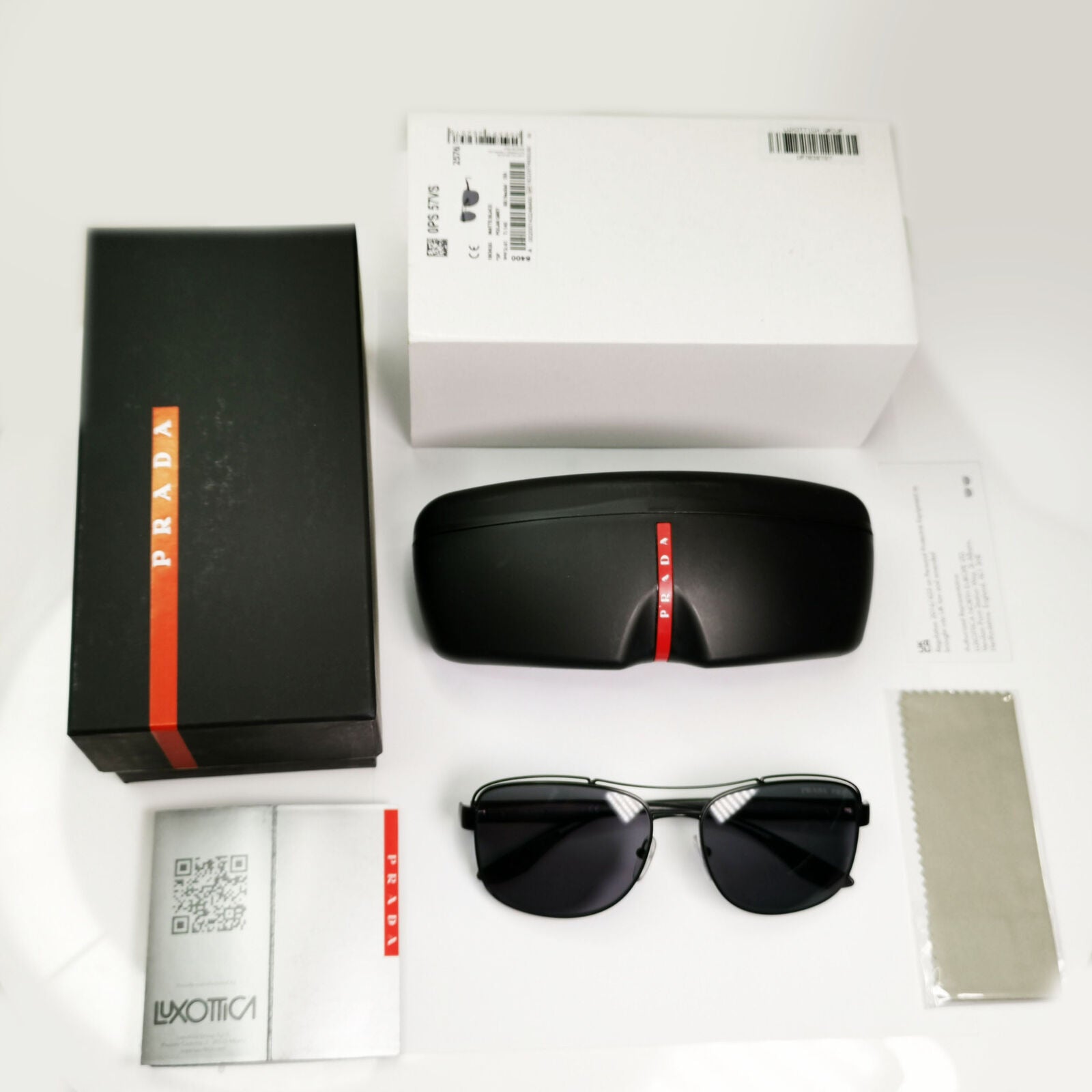 Prada Polarised Sunglasses Black Grey Pilot Metal PS57VS SPS 57V 1BO-02G