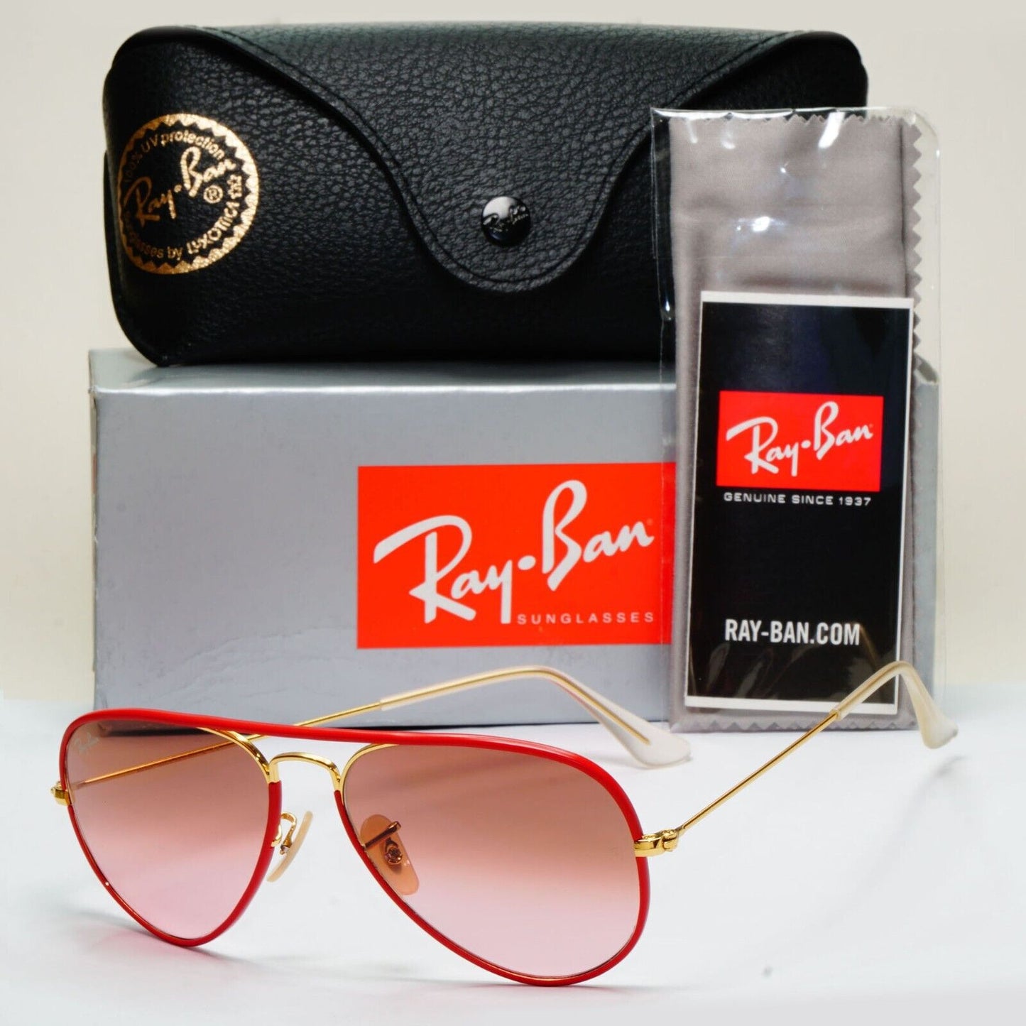 Ray-Ban Sunglasses Aviator Full Color Red Brown RB 3025-J-M  001/X3 Small 55mm