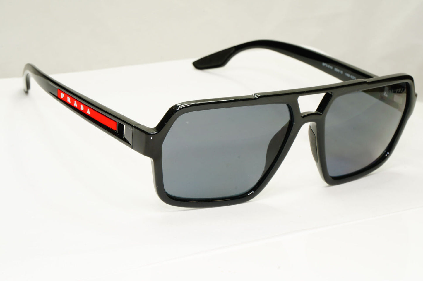 Prada Polarized Sunglasses Black Glossy Square Pilot PS01XS SPS 01X 1AB-02G