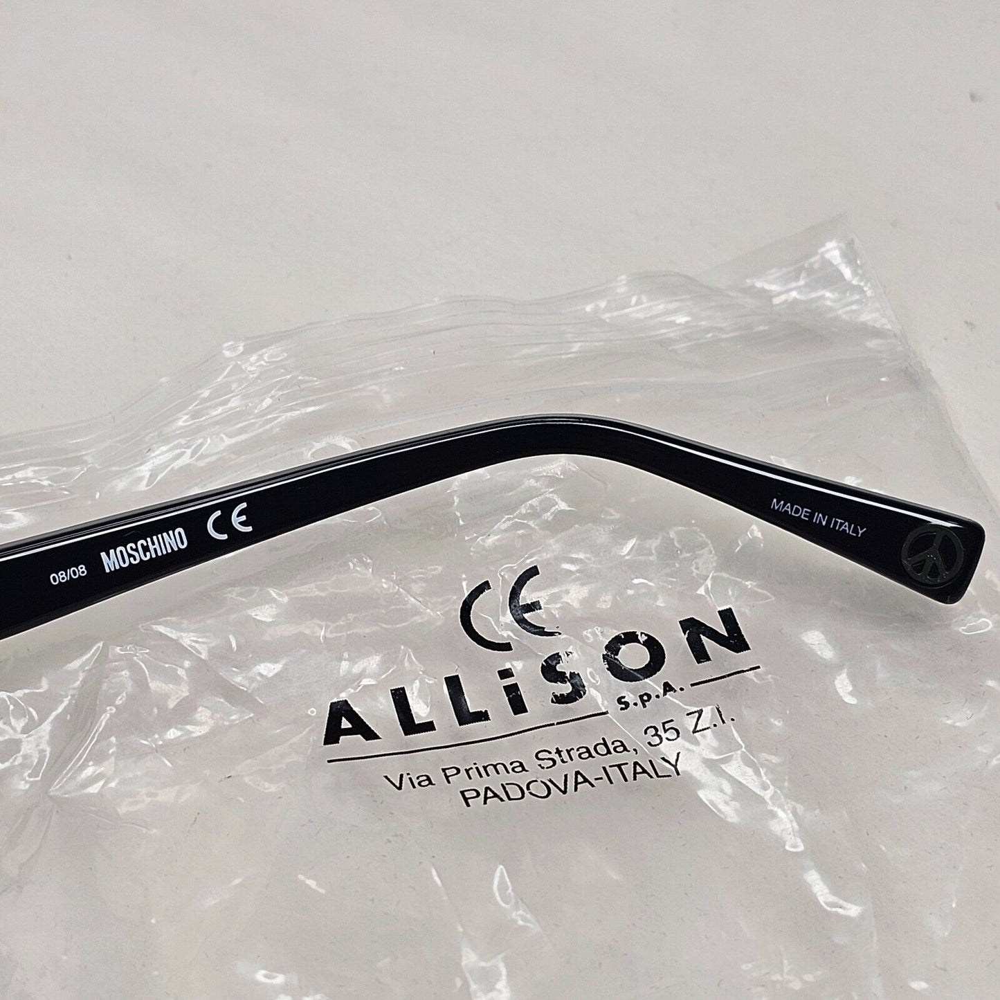 Moschino Sunglasses 2005 Vintage Silver Matte Black Wrap Square MO568 01 101124