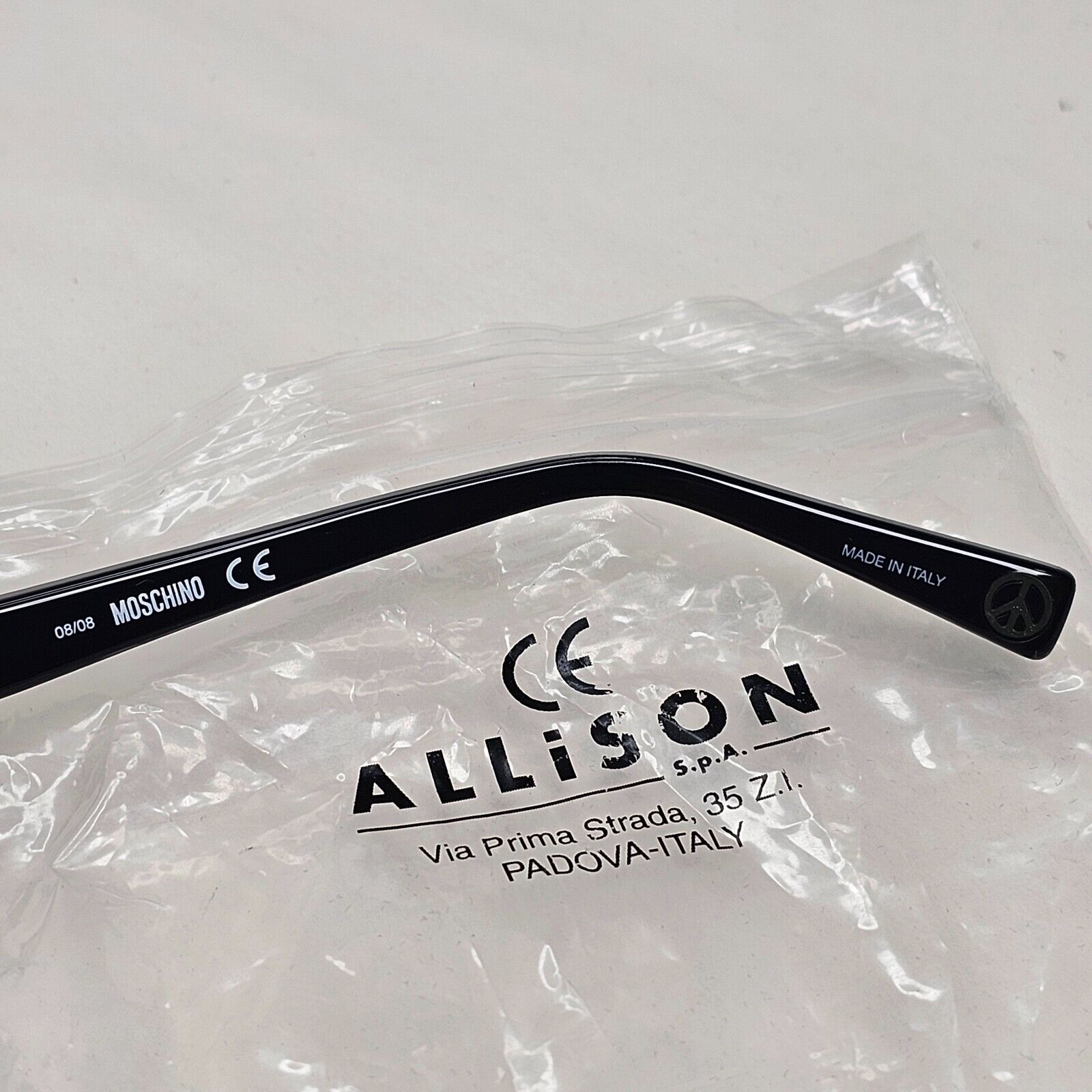 Moschino Sunglasses 2005 Vintage Silver Matte Black Wrap Square MO568 01 101124