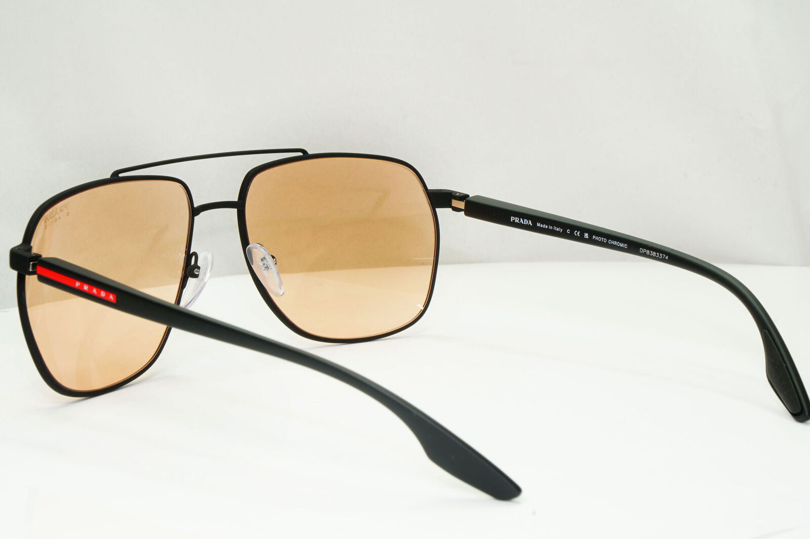 Prada Photocromic Yellow Orange Sunglasses Black Pilot PS55VS SPS 55V DG0-01S