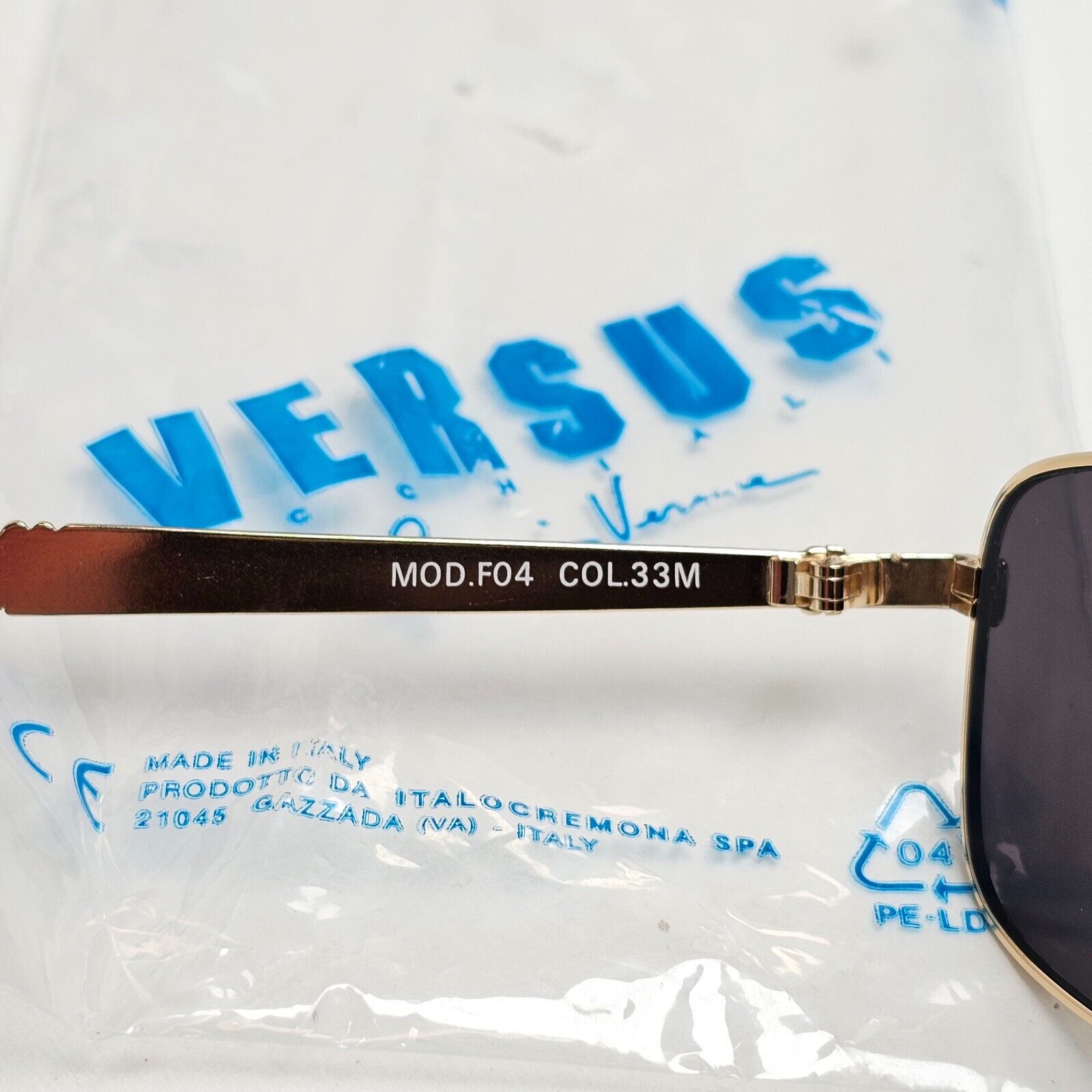Versus Sunglasses 1996 by Gianni Versace Vintage Navigator Gold MOD F04 COL 33M
