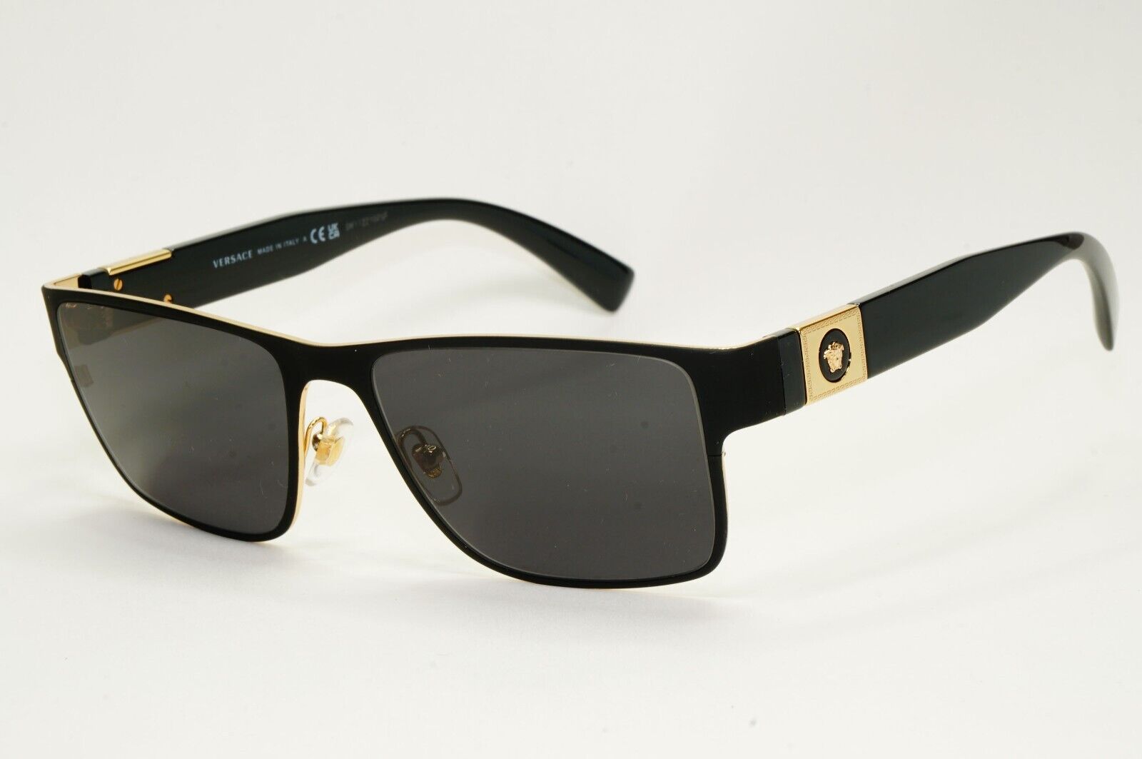 Versace Sunglasses Black Gold Medusa Square Metal MOD VE 1274 1436 57mm