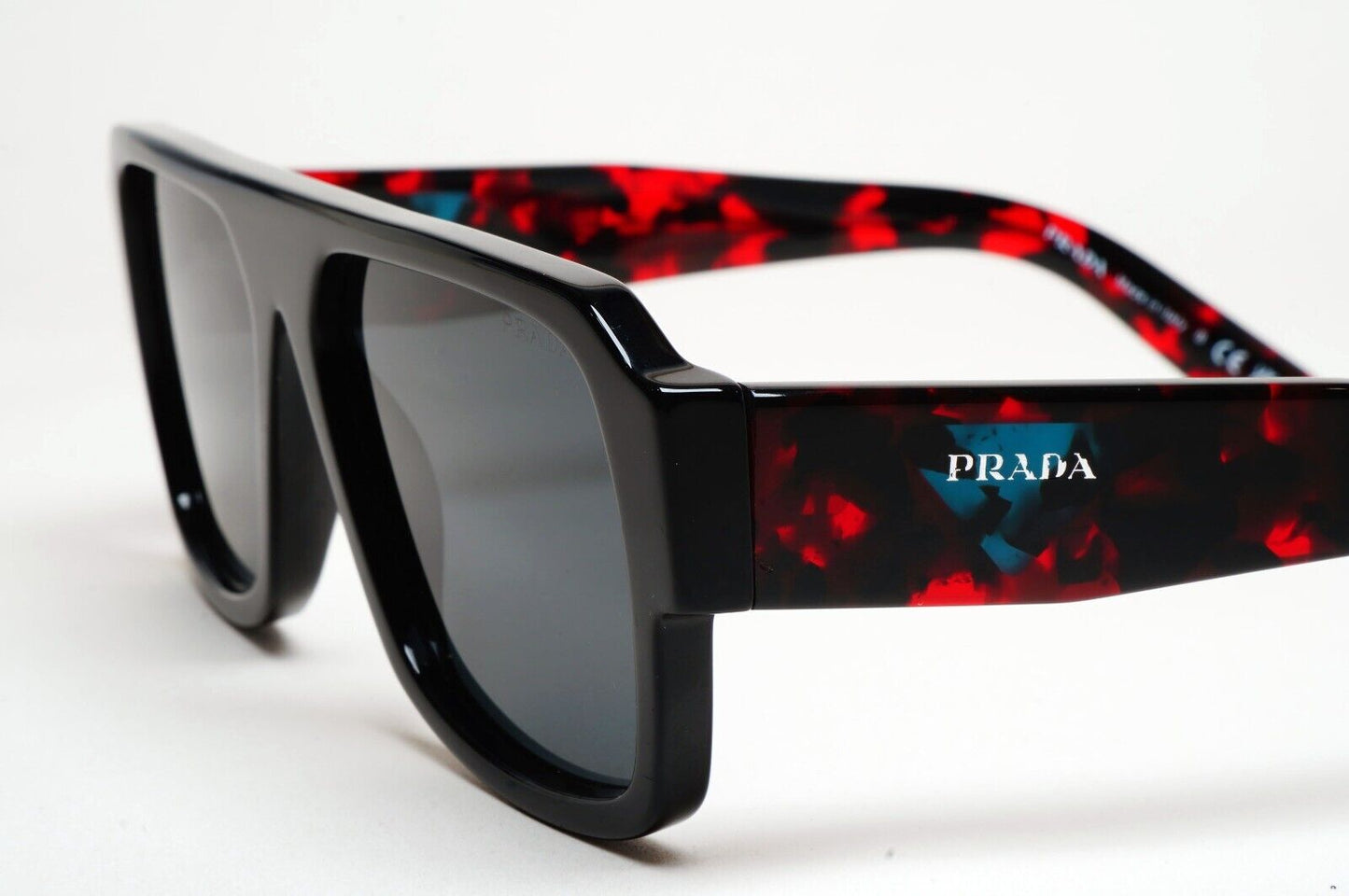 Prada Sunglasses Symbole Triangle Black Red Gred PR22YS SPR 22Y 1AB-5S0 060125